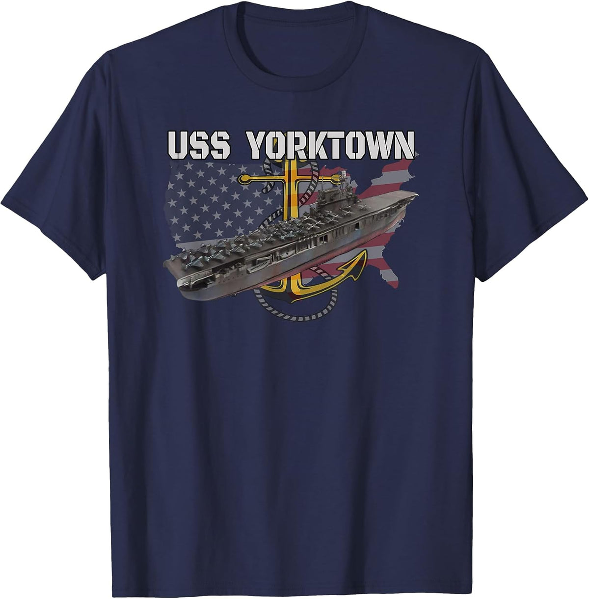 Aircraft Carrier USS Yorktown CV-5 Veterans Day Sailor T-Shirt - Navy Blue