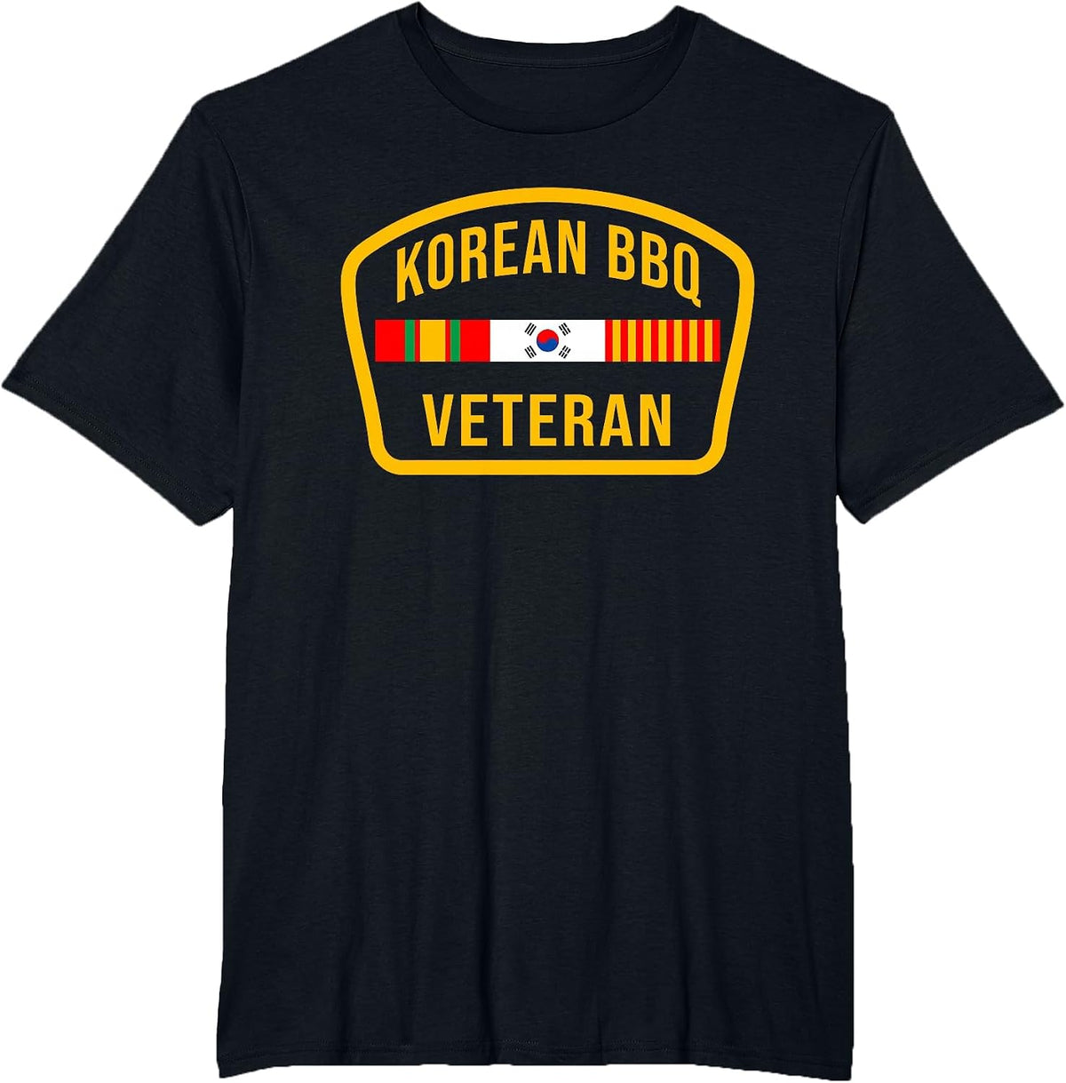 Korean BBQ Veteran Funny Food Lover Gym Cheat Day Military T-Shirt - Black