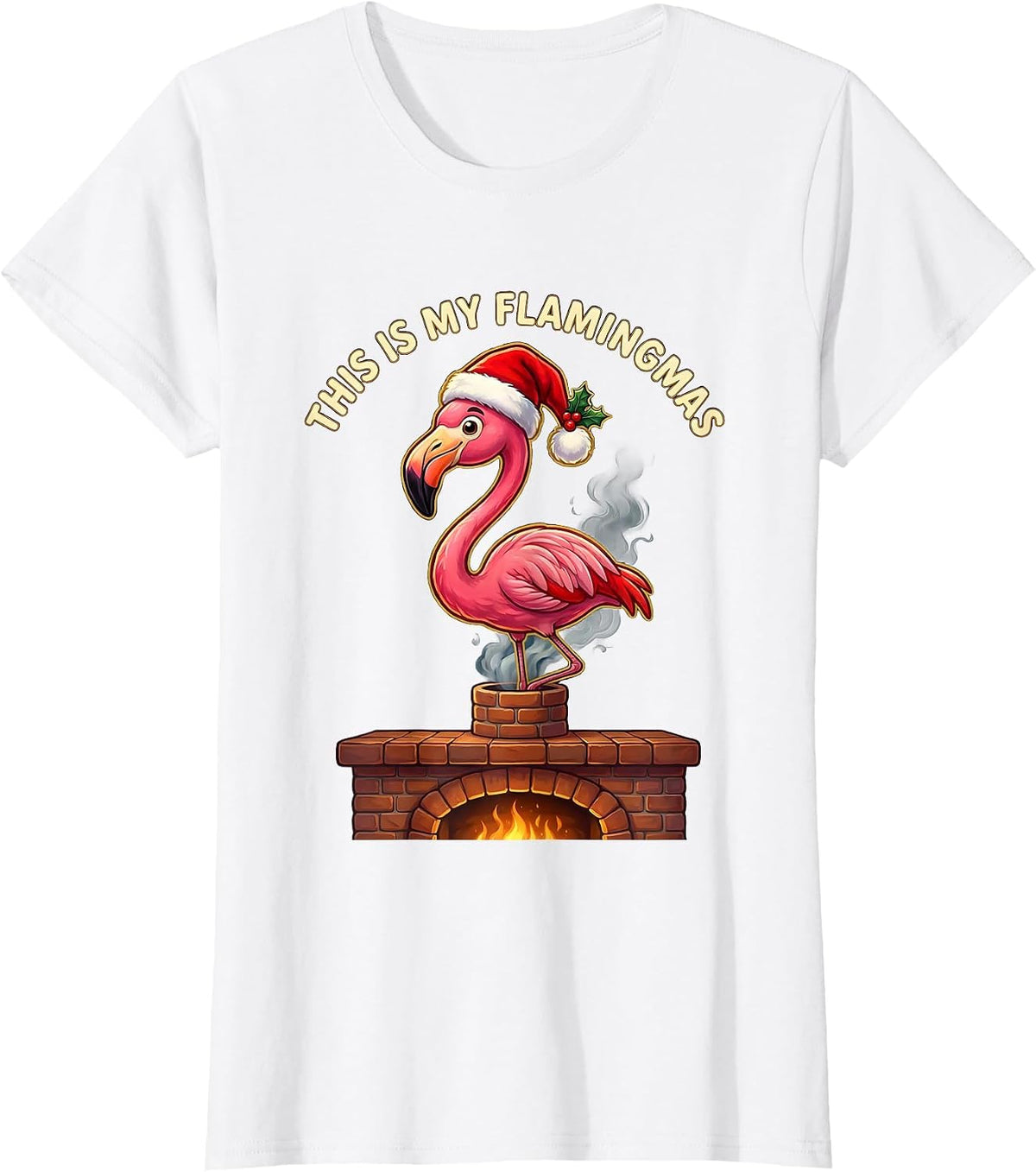 This Is My Flamingmas Pink Flamingo Santa Hat Christmas T-Shirt - White