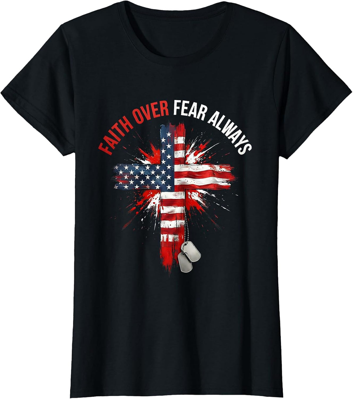 Faith Over Fear Always Inspirational Religious Design T-Shirt - Black