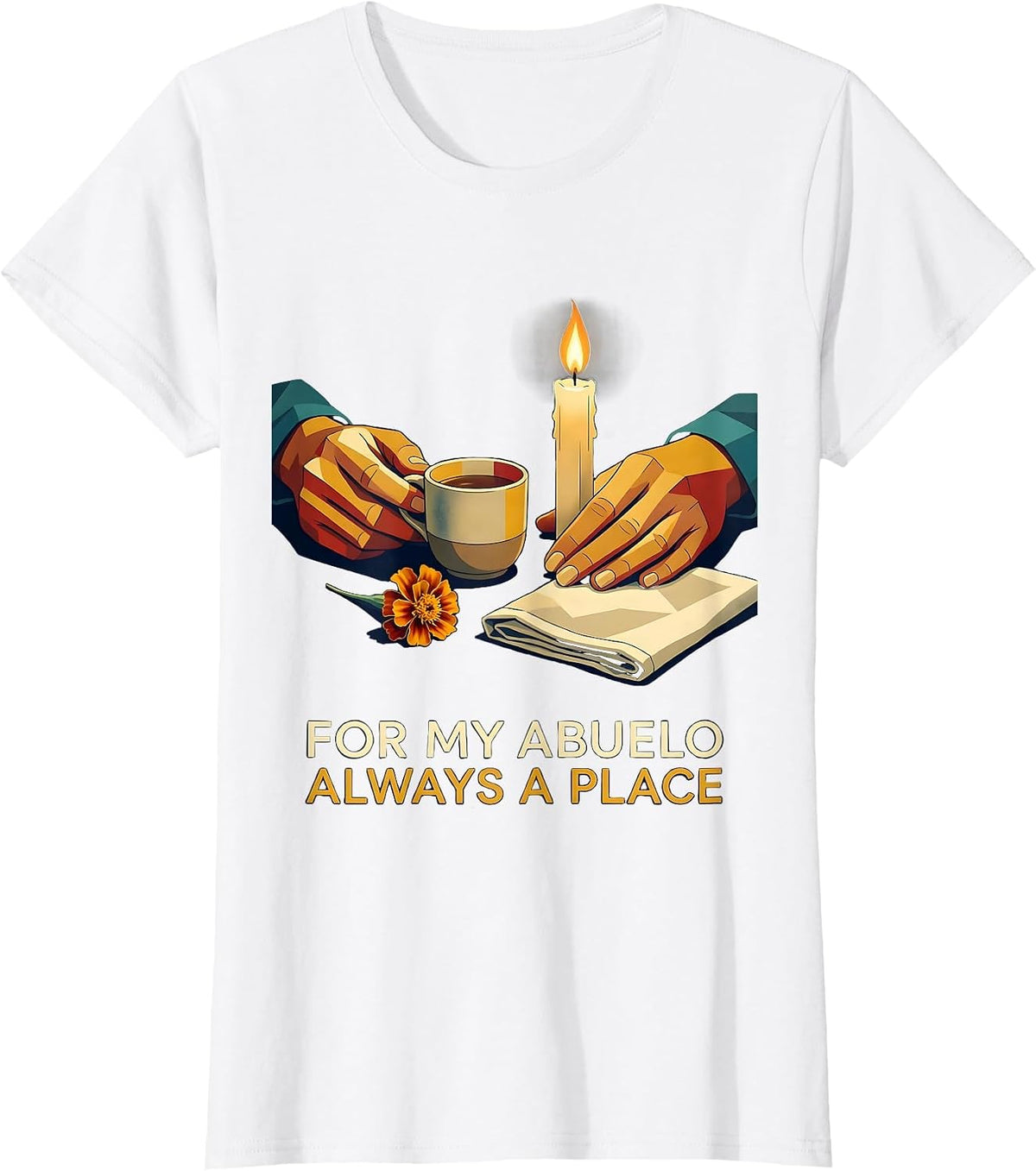 Women's For My Abuelo, Always A Place Midcentury Modern Gothic T-Shirt - White