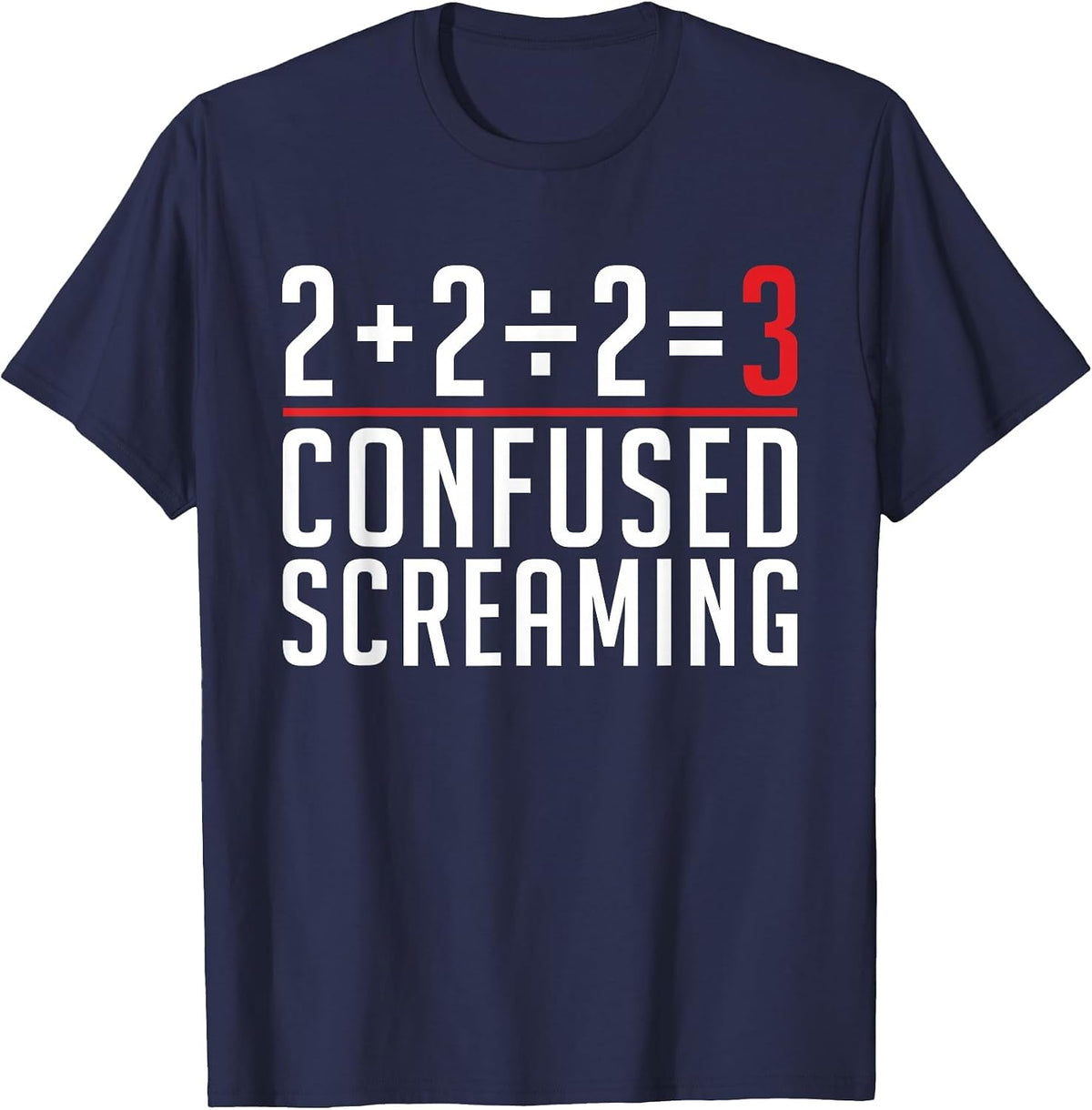 Confused Screaming School Funny Teaching Math T-Shirt - Navy Blue