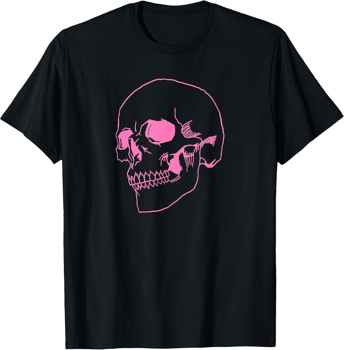 Spooky Halloween Skeleton Pastel Goth Soft Grunge Pink Skull T-Shirt - Black