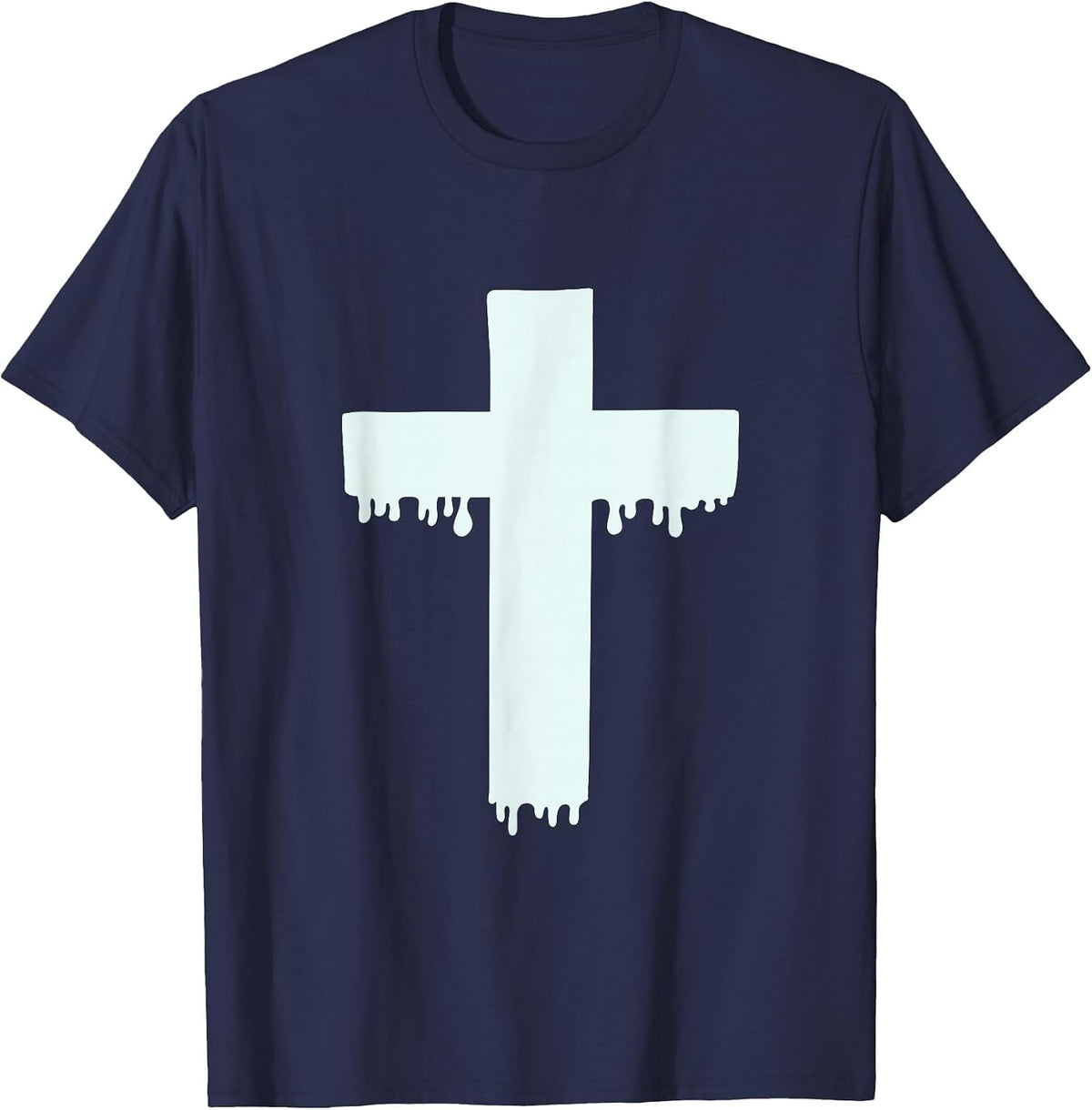 Kawaii Pastel Drippy Cross, Gurokaw Japanese Goth Aesthetic T-Shirt - Navy Blue