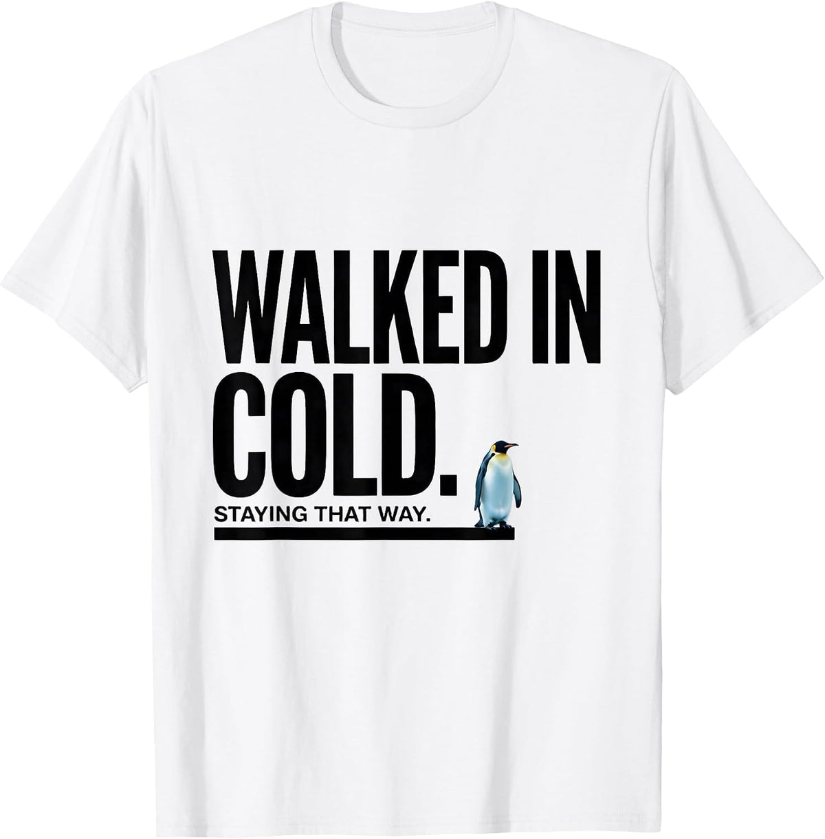 Men's Walked In Cold Staying That Way Funny Penguin Lover Humor T-Shirt - White