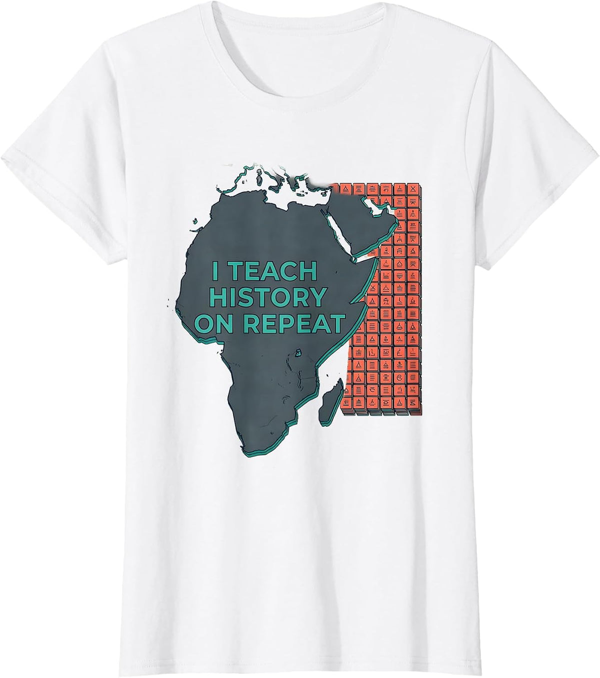 I Teach History On Repeat Funny History Teacher Gift T-Shirt, Women, White, Large - As Pictured