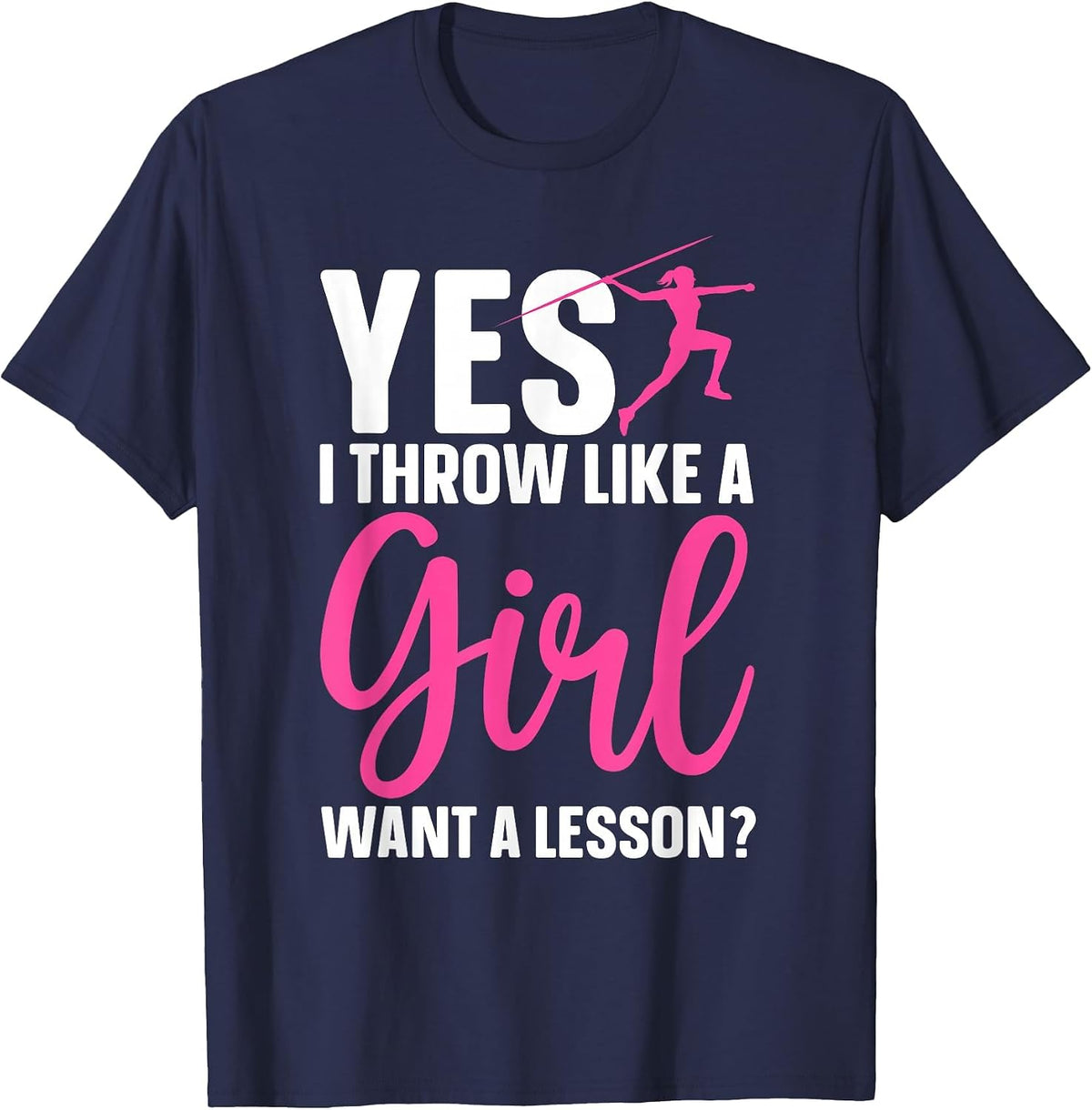 Funny Javelin Throwing Art for Girls Women Javelin Lover T-Shirt - Navy Blue