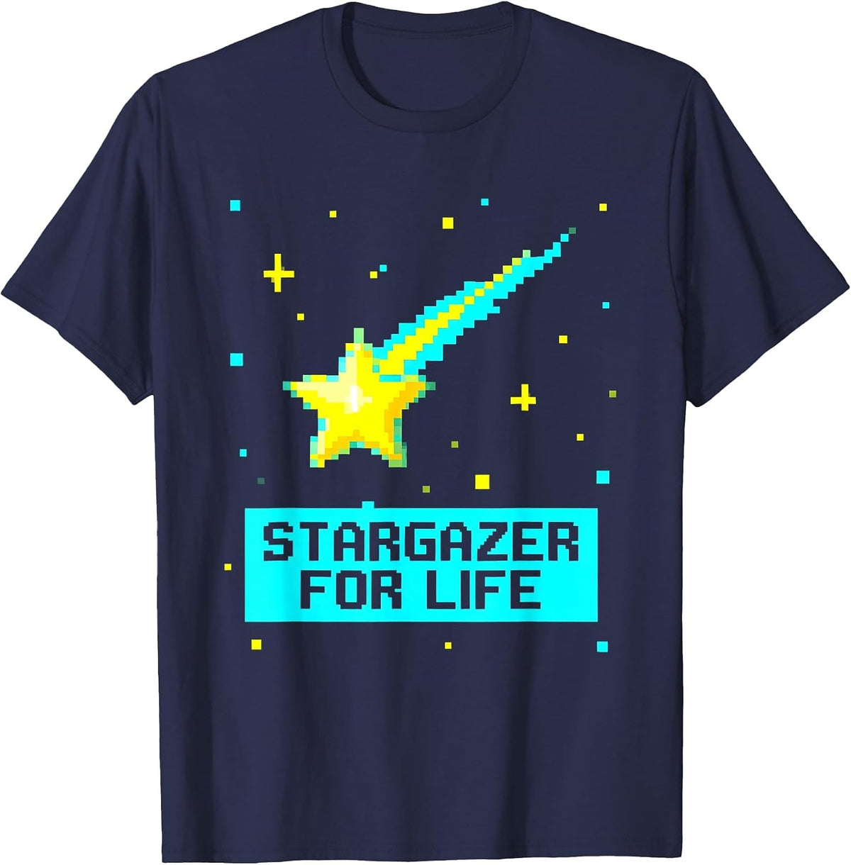 Stargazer For Life Astronomy Night Sky Design T-Shirt - Navy Blue