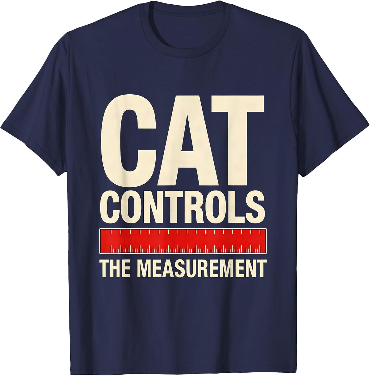Cat Controls The Measurement Funny Quantum Physics Science T-Shirt - Navy Blue