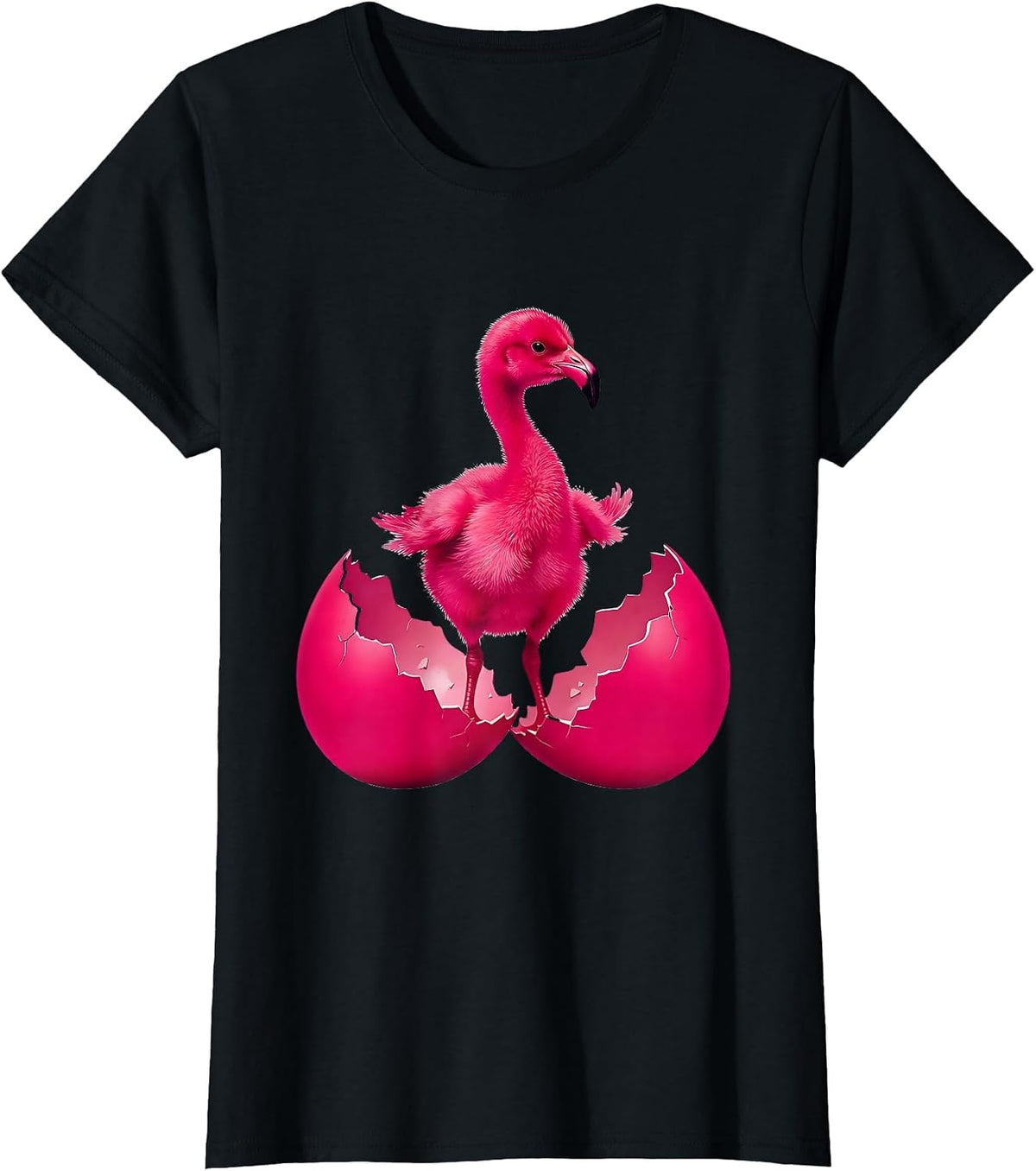 Baby Flamingo Hatching From Egg Graphic T-Shirt - Black