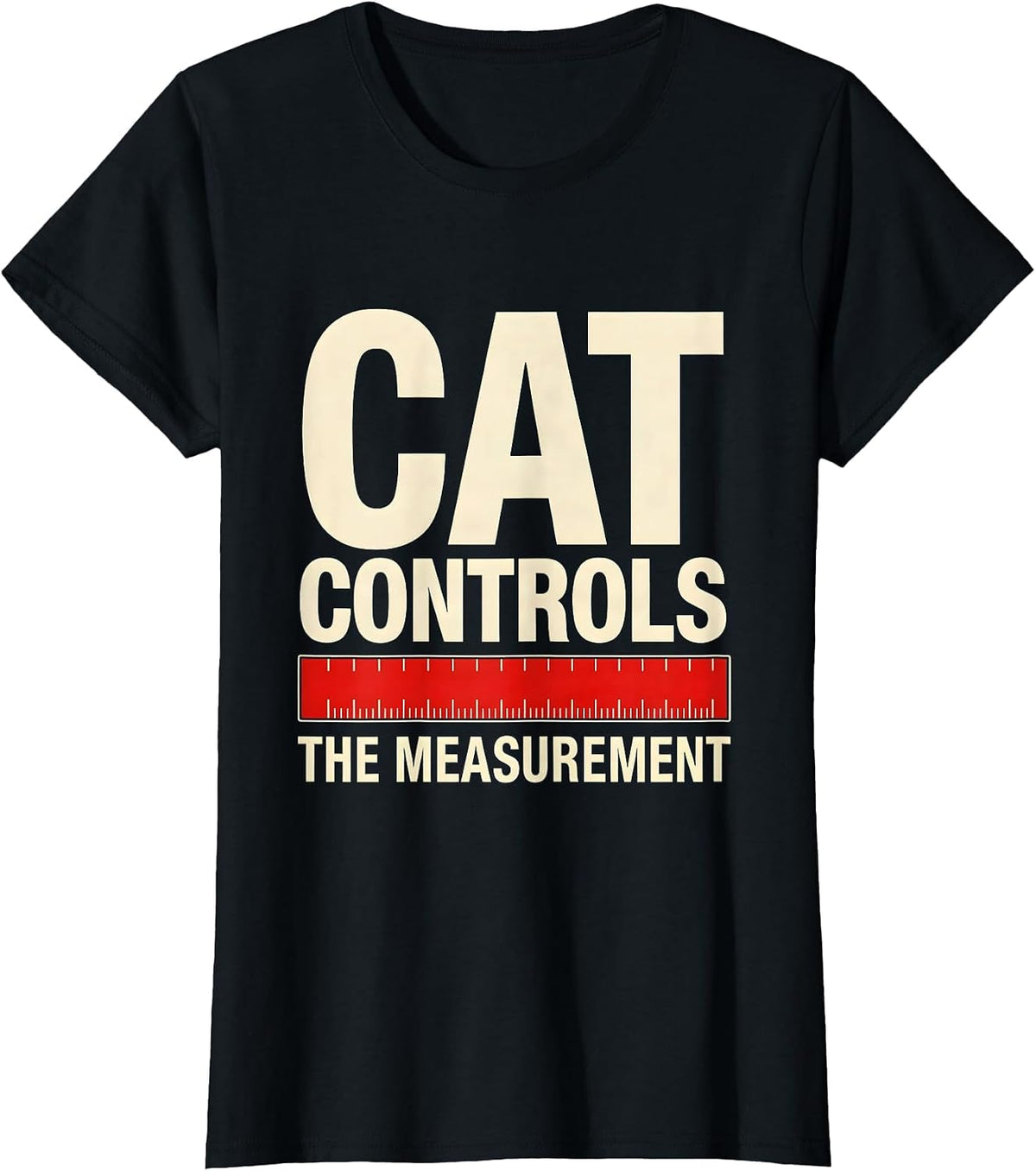 Cat Controls The Measurement Funny Quantum Physics Science T-Shirt - Black