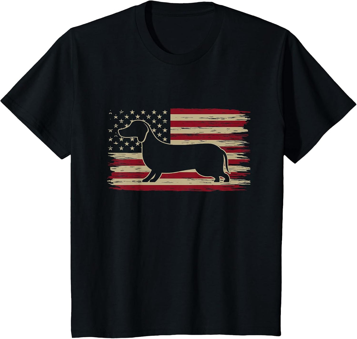 American Flag Dachshund Patriotic Dachshund Doxie Lover T-Shirt - Black