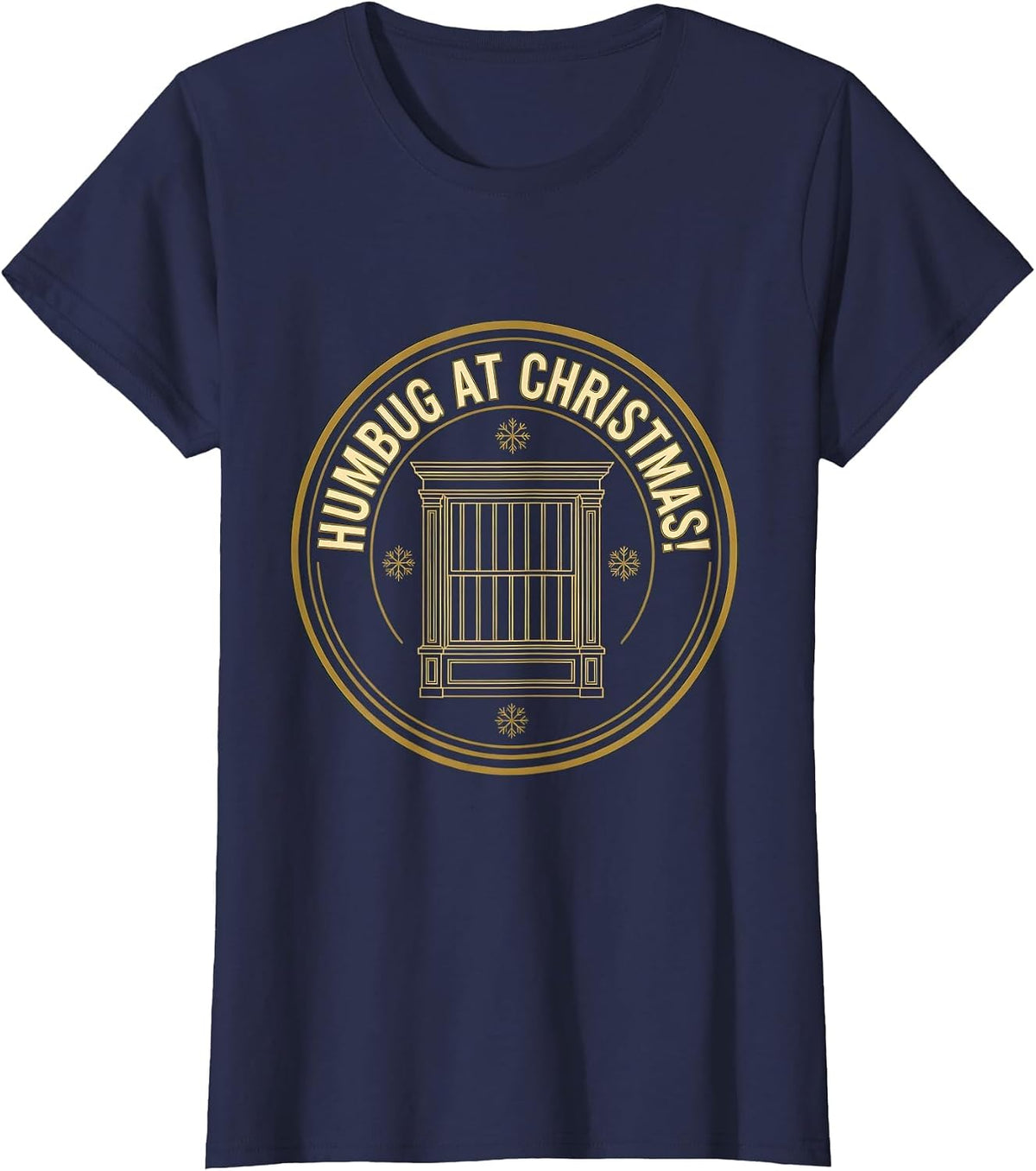 Women's Humbug At Christmas! Vintage Scrooge Christmas Carol Humor T-Shirt - Navy Blue