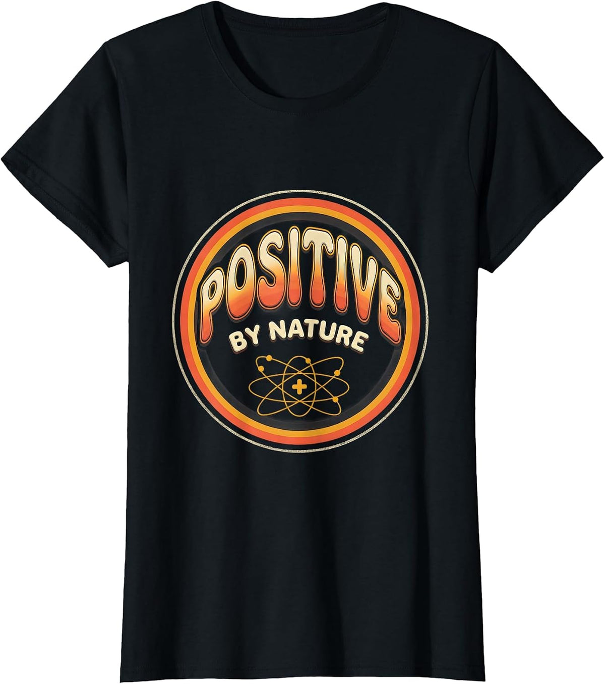 Women's Positive By Nature Retro 70s Science Humor Chemistry Student T-Shirt - Black