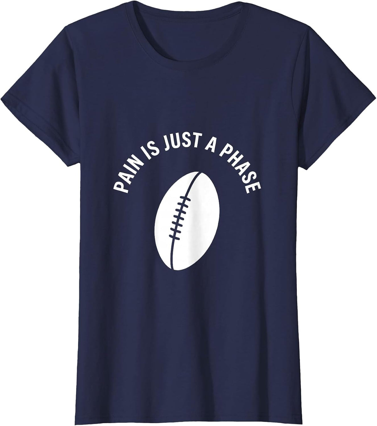 Women's Pain Is Just a Phase Rugby Graphic Design T-Shirt - Navy Blue