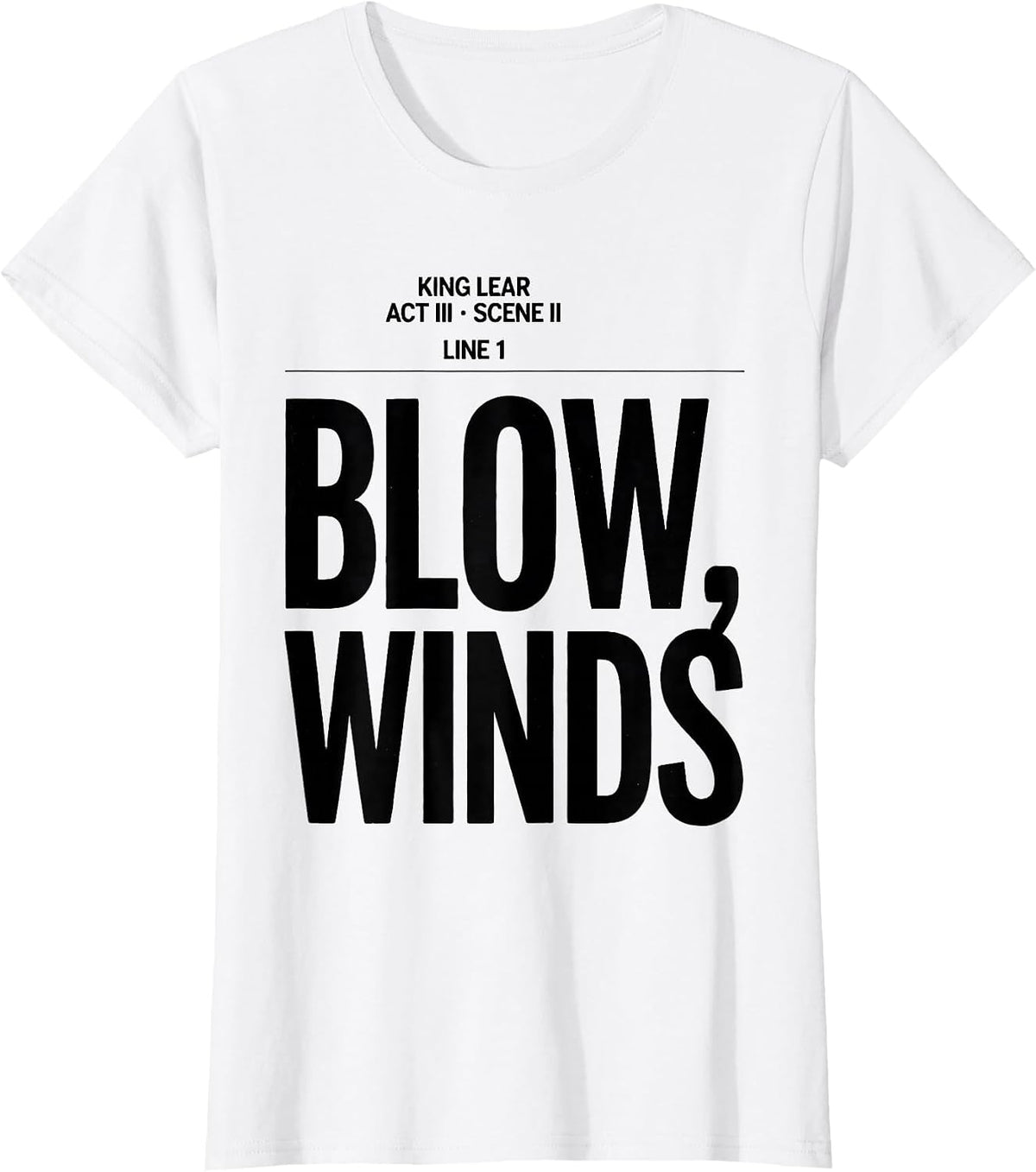 Women's Blow, Winds Literary Humor Shakespeare Fan T-Shirt - White