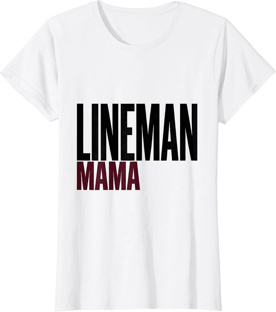Women's Lineman Mama Messy Bun Football Mom Leopard T-Shirt - White