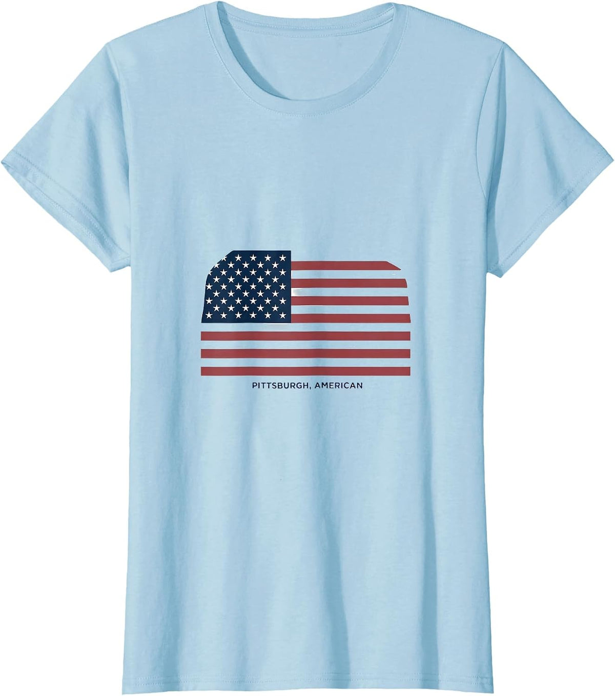 Women's Pittsburgh, American Minimalist Patriotic Faith Over Fear T-Shirt - Baby Blue