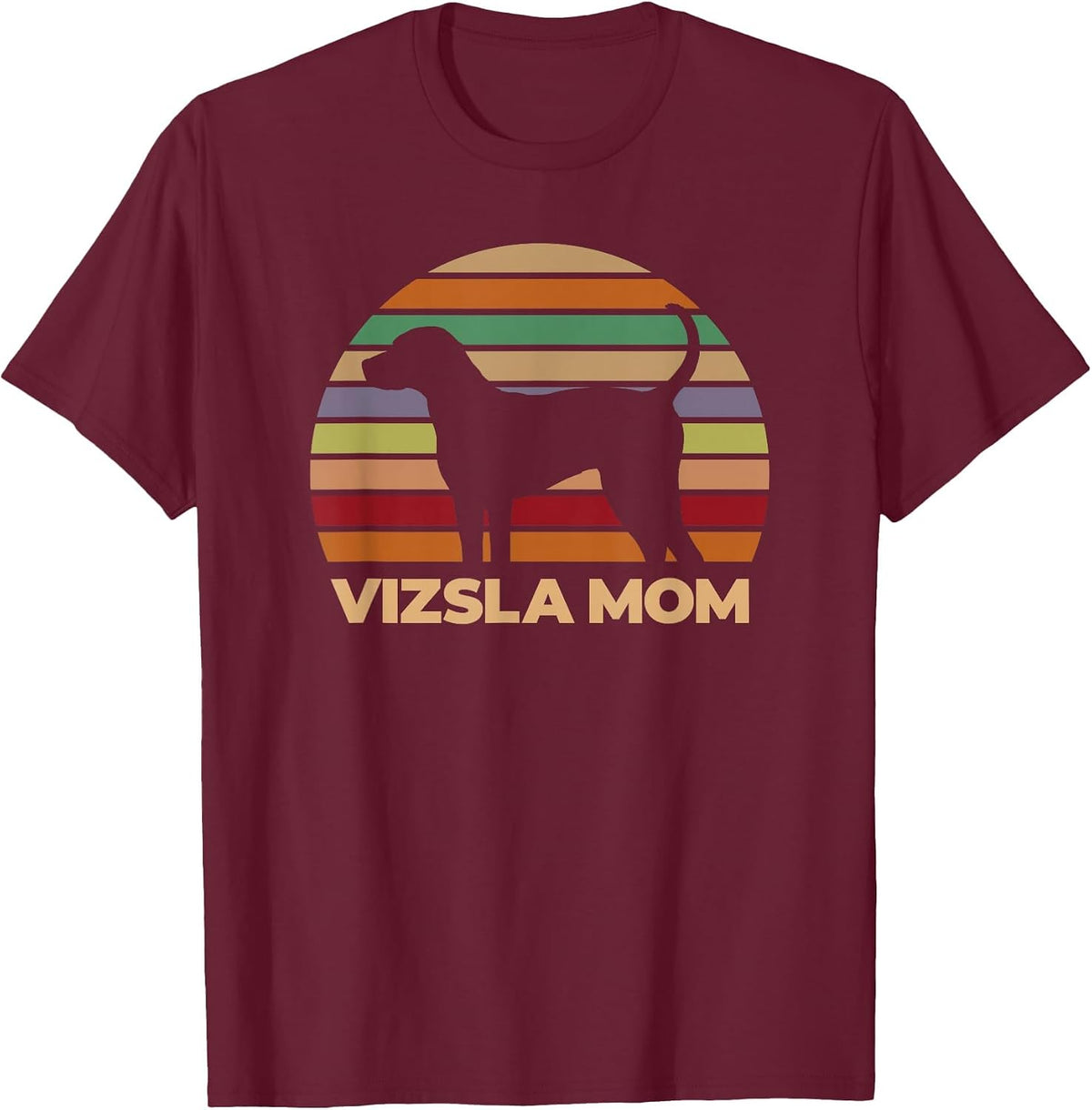 Vizsla Mom, for Women, Girl, Dog Owners, Retro T-Shirt - Burgundy