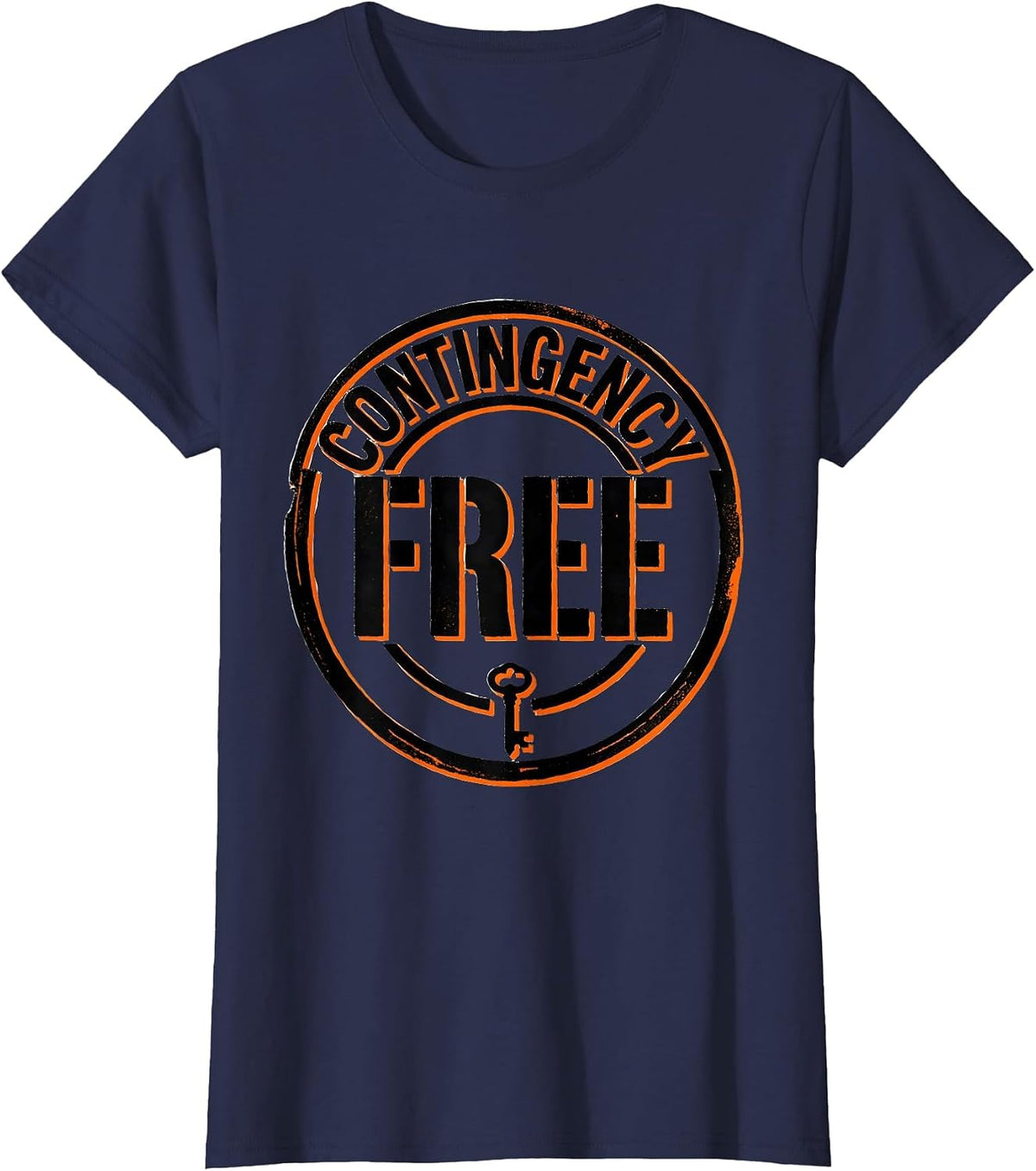 Women's Contingency Free Stencil Graphic Realtor Humor Real Estate T-Shirt - Navy Blue