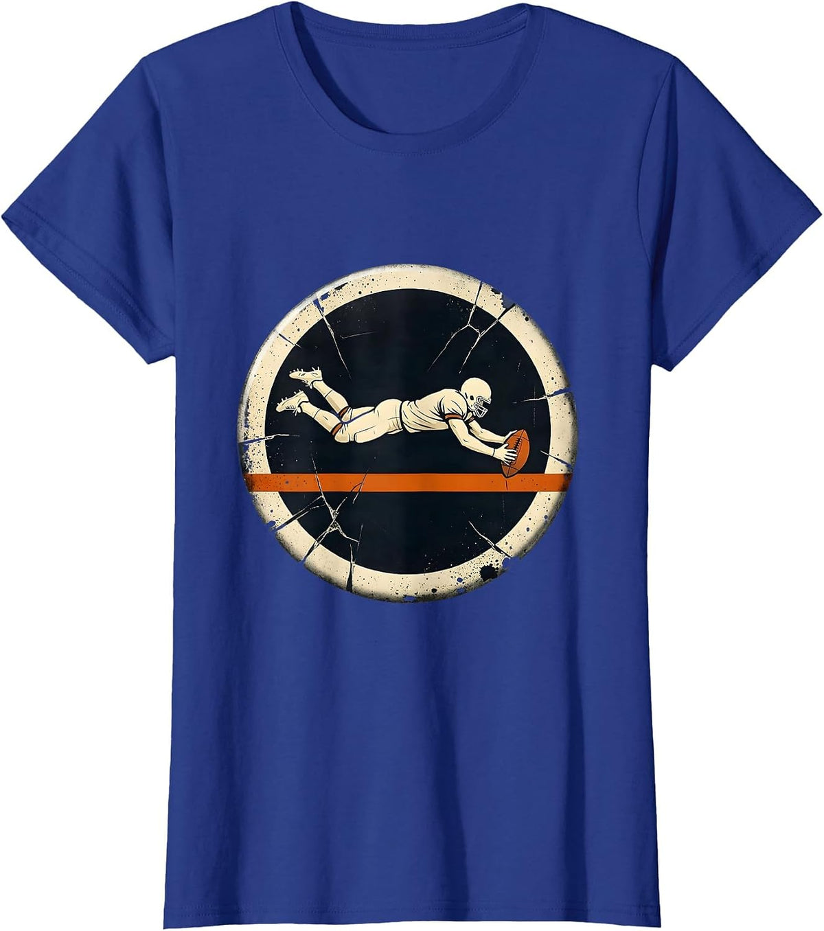 Women's Diving Lineman Football Fan Humor Parody T-Shirt - Royal Blue