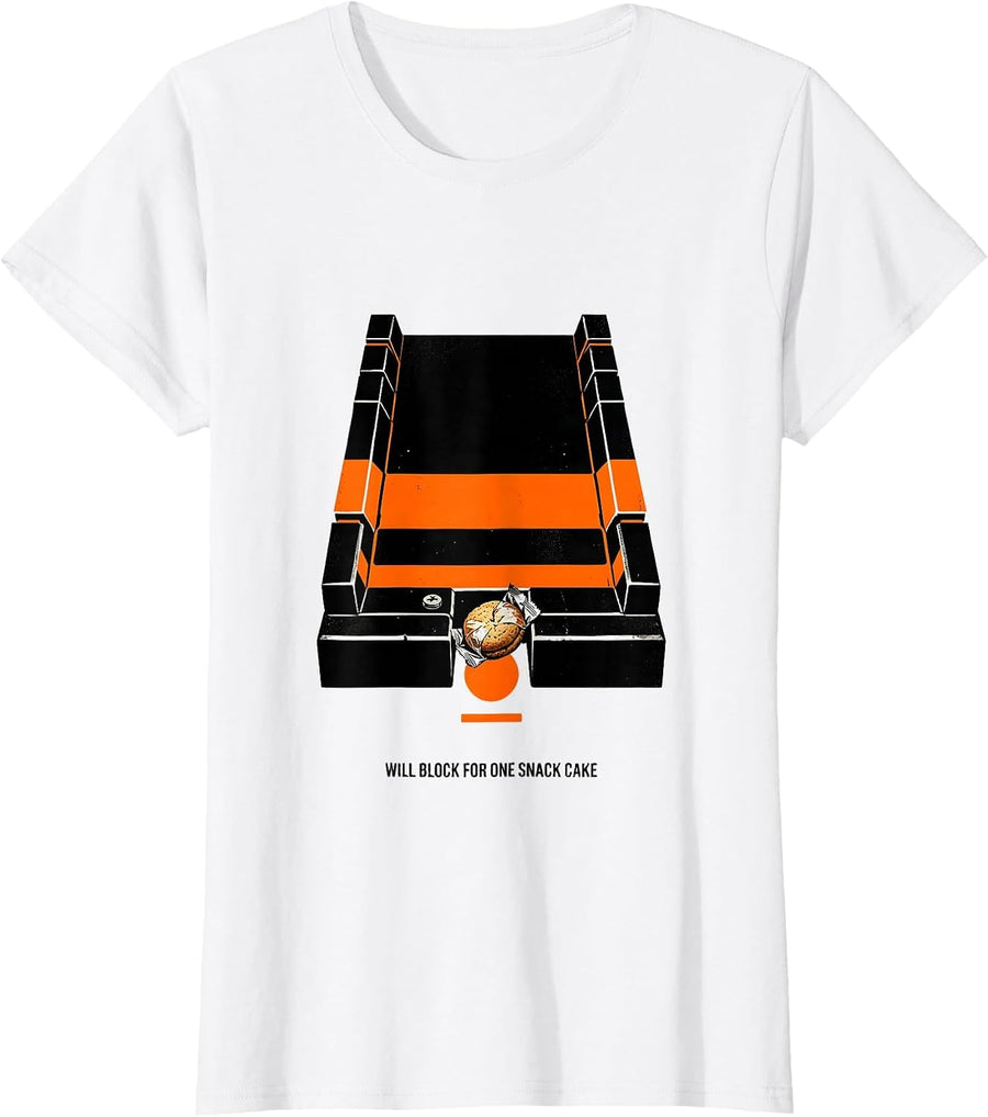 Women's Will Block For One Snack Cake Funny Football Lineman Humor T-Shirt - White