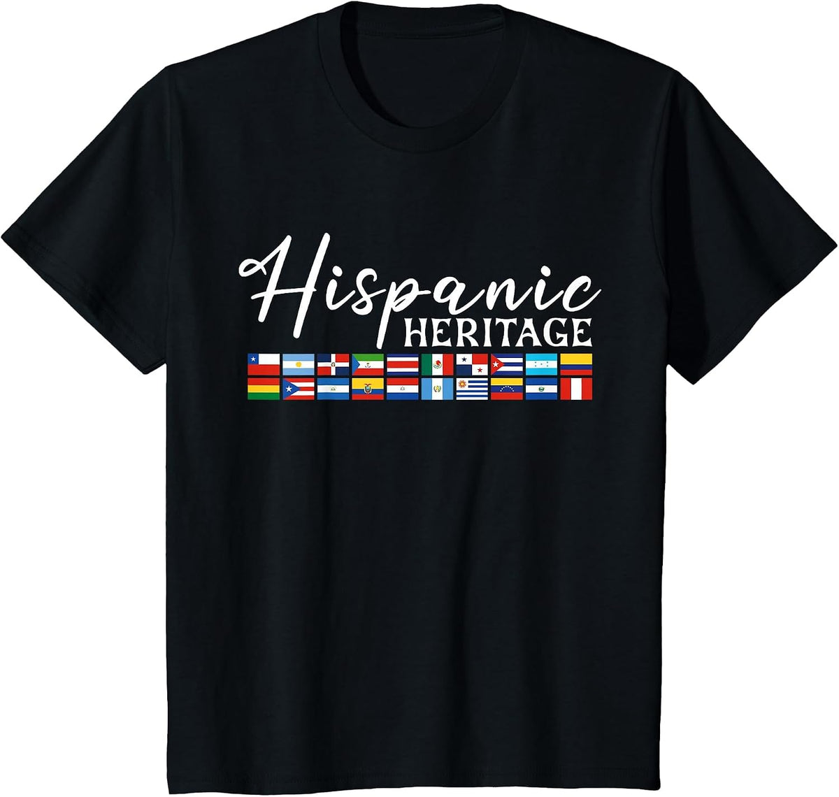 Hispanic Heritage Month Flags Women, Men T-Shirt - Black