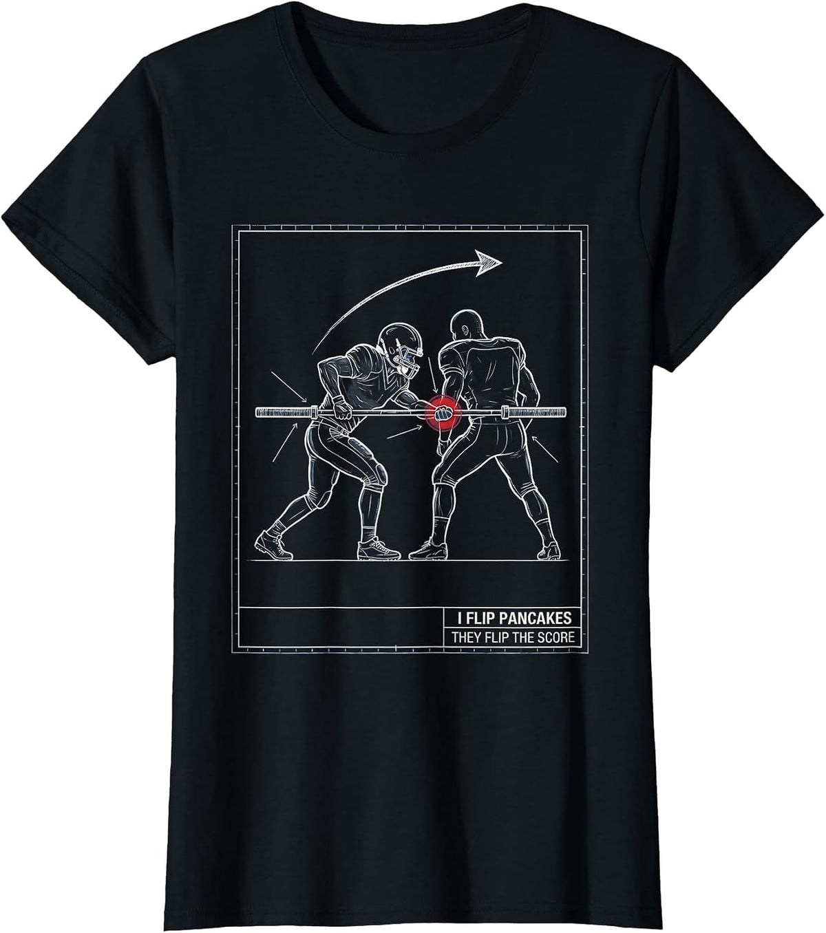 Women's I Flip Pancakes, They Flip The Score Funny Football Lineman T-Shirt - Black