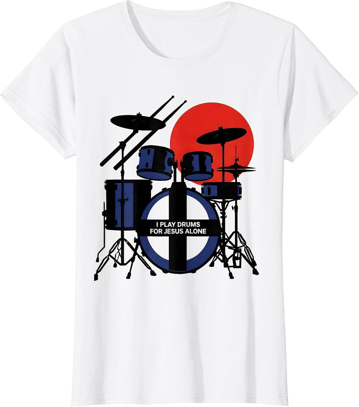 I Play Drums For Jesus Alone Bauhaus Modernist Christian T-Shirt - White