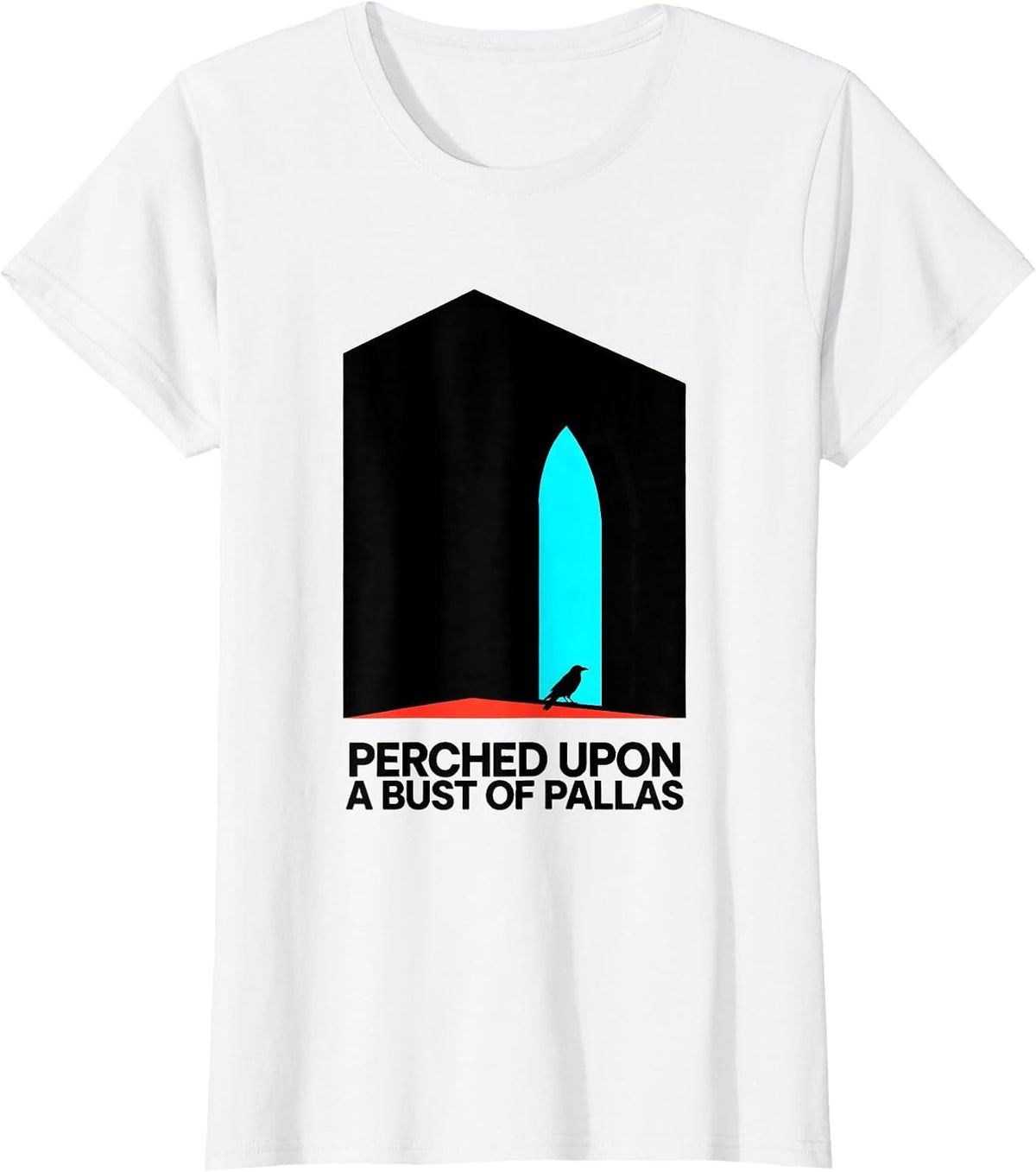 Perched upon a bust of Pallas Gothic Edgar Allan Poe Raven T-Shirt - White