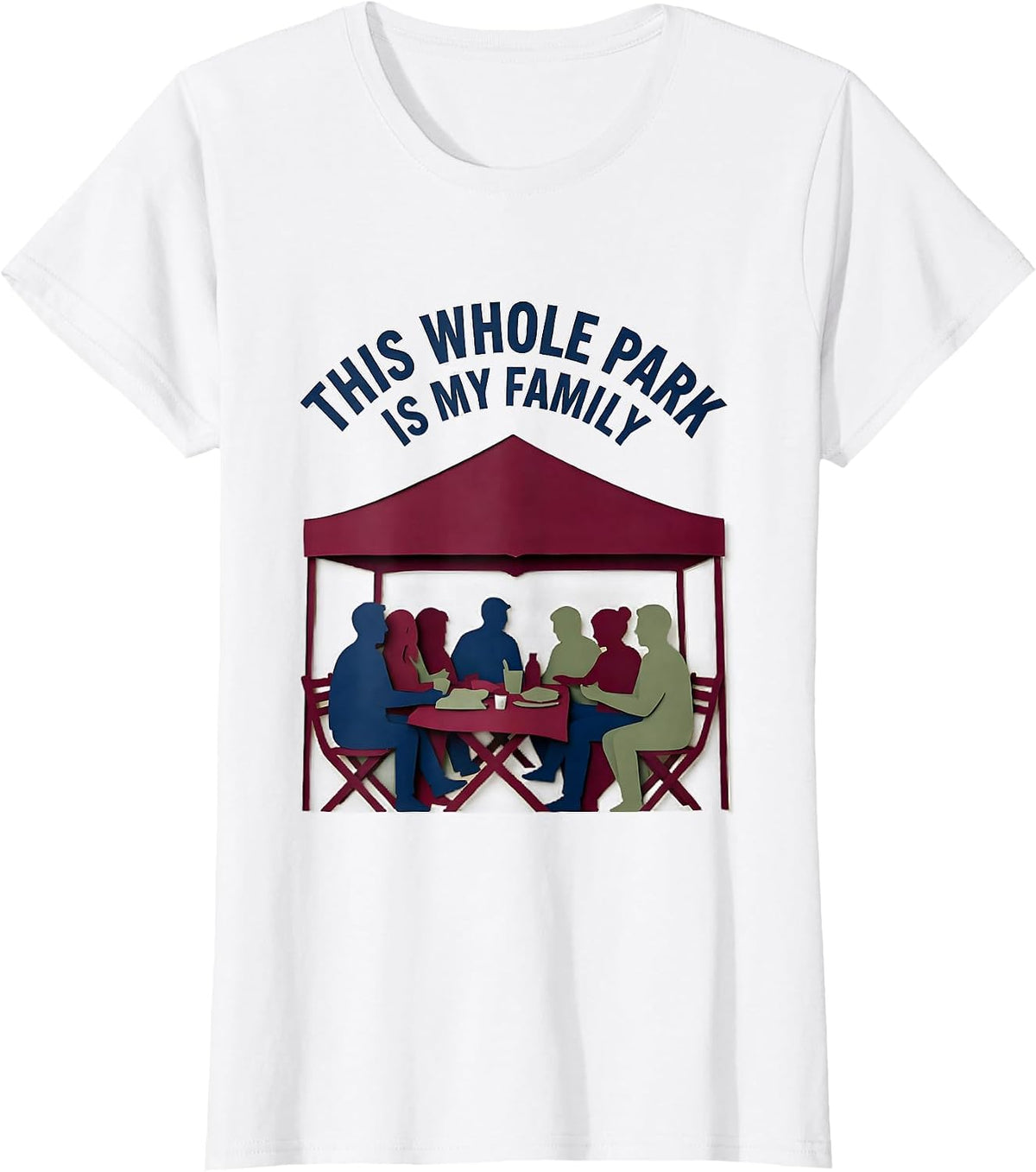 Women's This Whole Park Is My Family Paper-Cutout Family Reunion T-Shirt - White