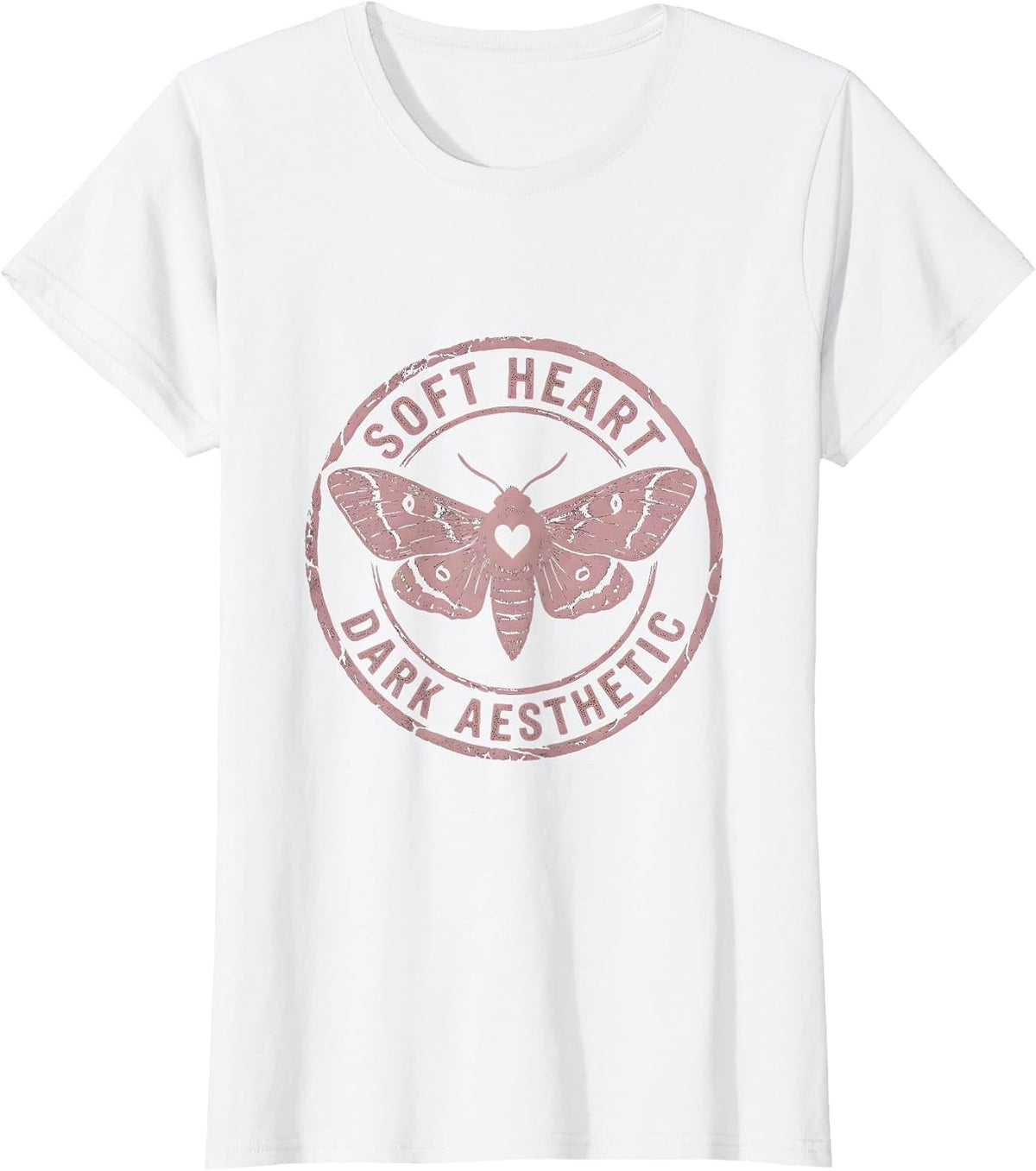 Women's Soft Heart Dark Aesthetic Goth Design T-Shirt - White