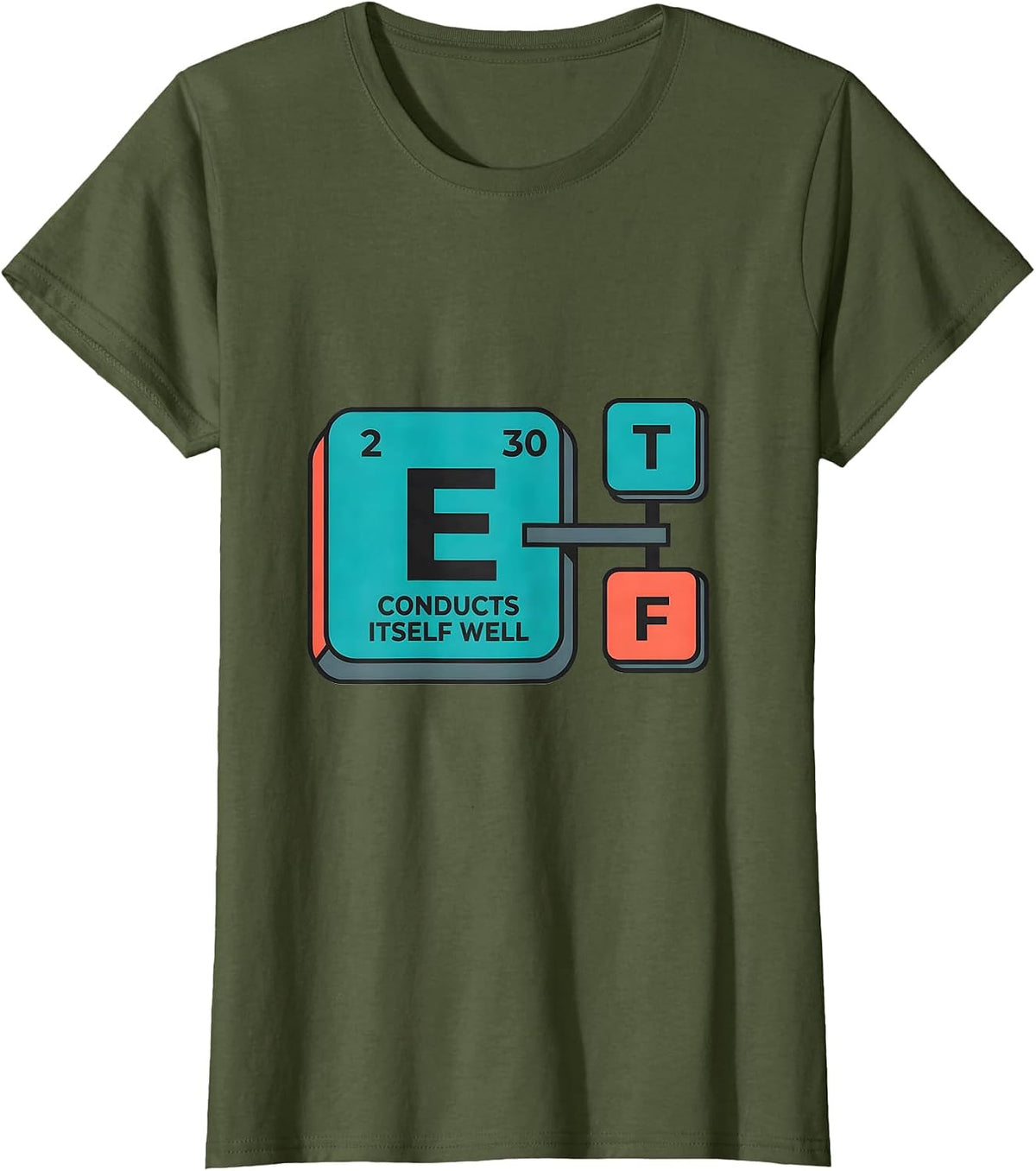Women's Conducts Itself Well Funny Science Chemistry Pun Humor T-Shirt - Olive Green