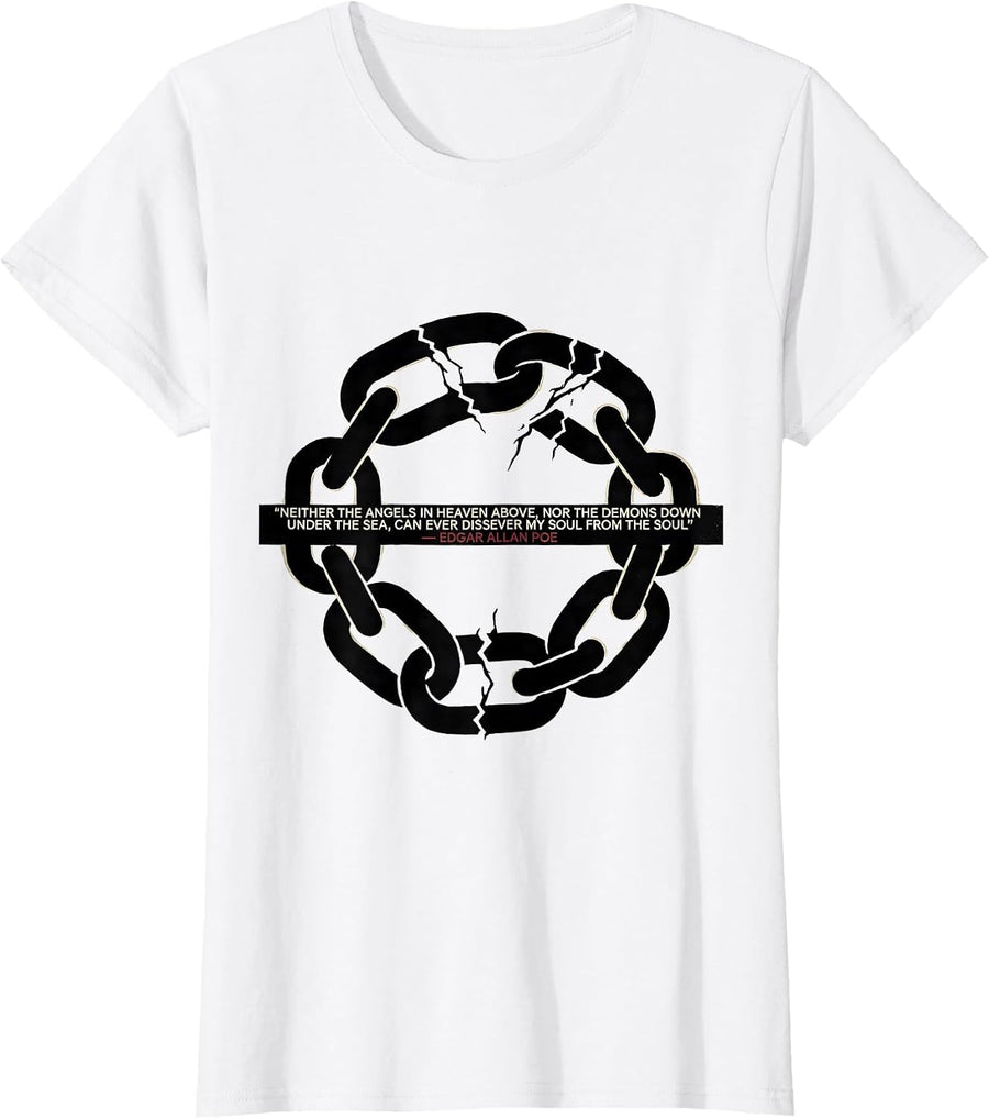 Women's Neither the Angels Edgar Allan Poe Gothic Literary Humor T-Shirt - White