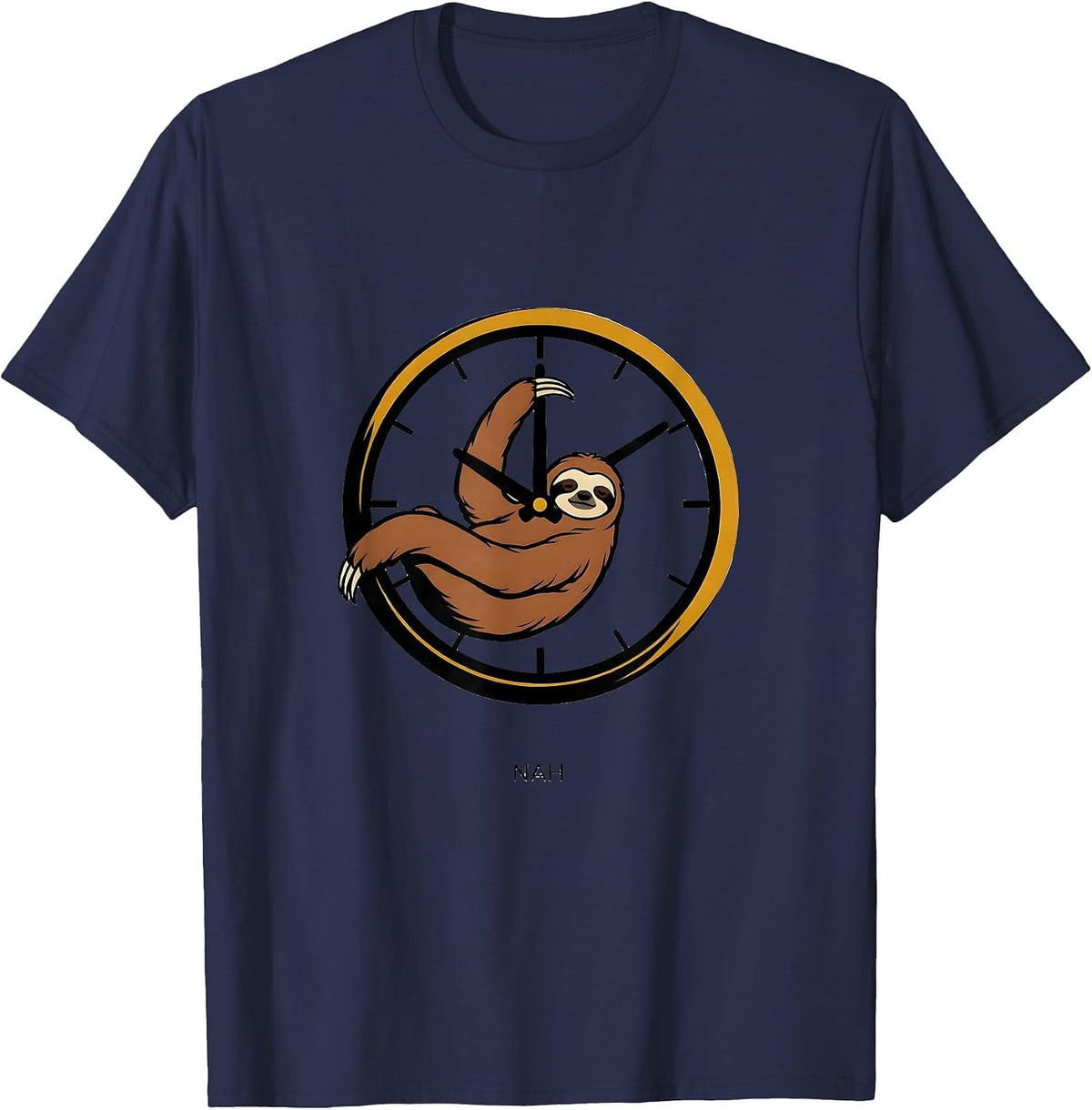 Nah Editorial Conceptual Funny Sloth Lover Humor T-Shirt - Navy Blue