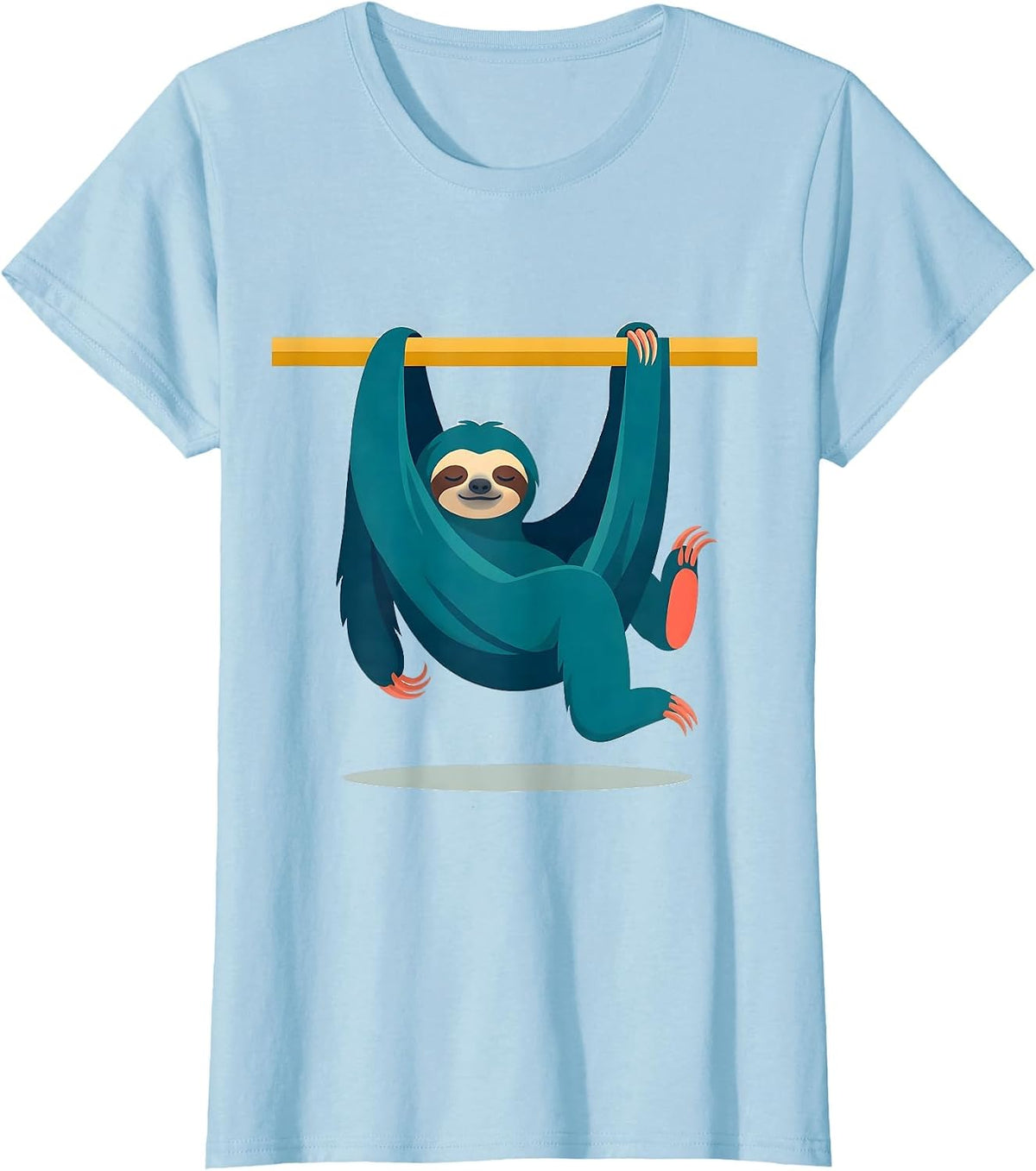 Women's Broad Sloth Hammock Funny Lazy Humor Novelty Gift T-Shirt - Baby Blue