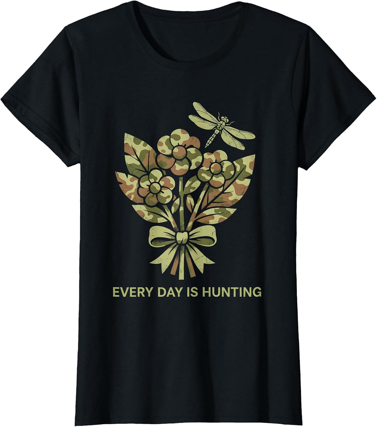 Every Day Is Hunting Camo Outdoors Design T-Shirt - Black