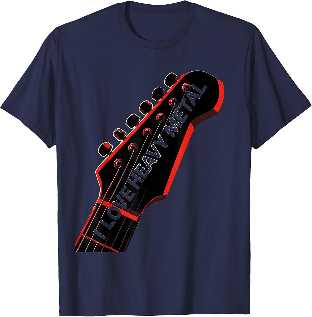 I Love Heavy Metal Constructivist Poster Rock Fan Novelty T-Shirt - Navy Blue