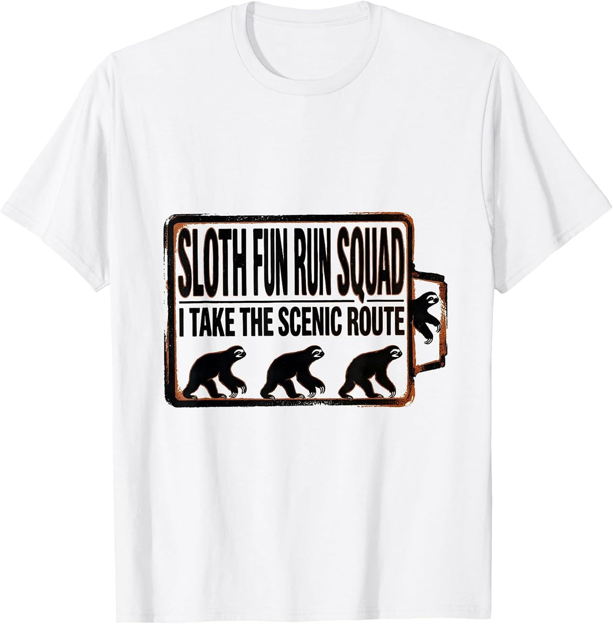 Men's Sloth Fun Run Squad I Take The Scenic Route Funny T-Shirt - White