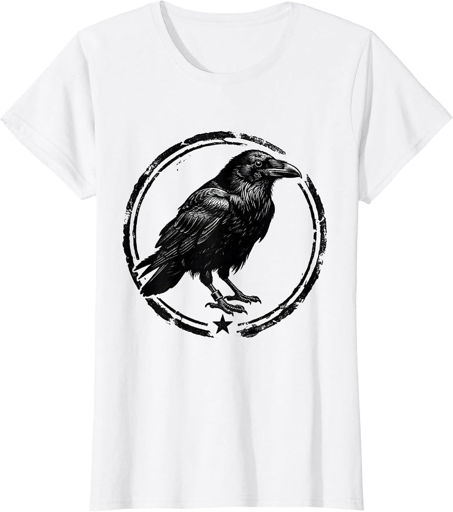 Women's Raven Crow Dark Humor Gothic Bird Lover T-Shirt - White