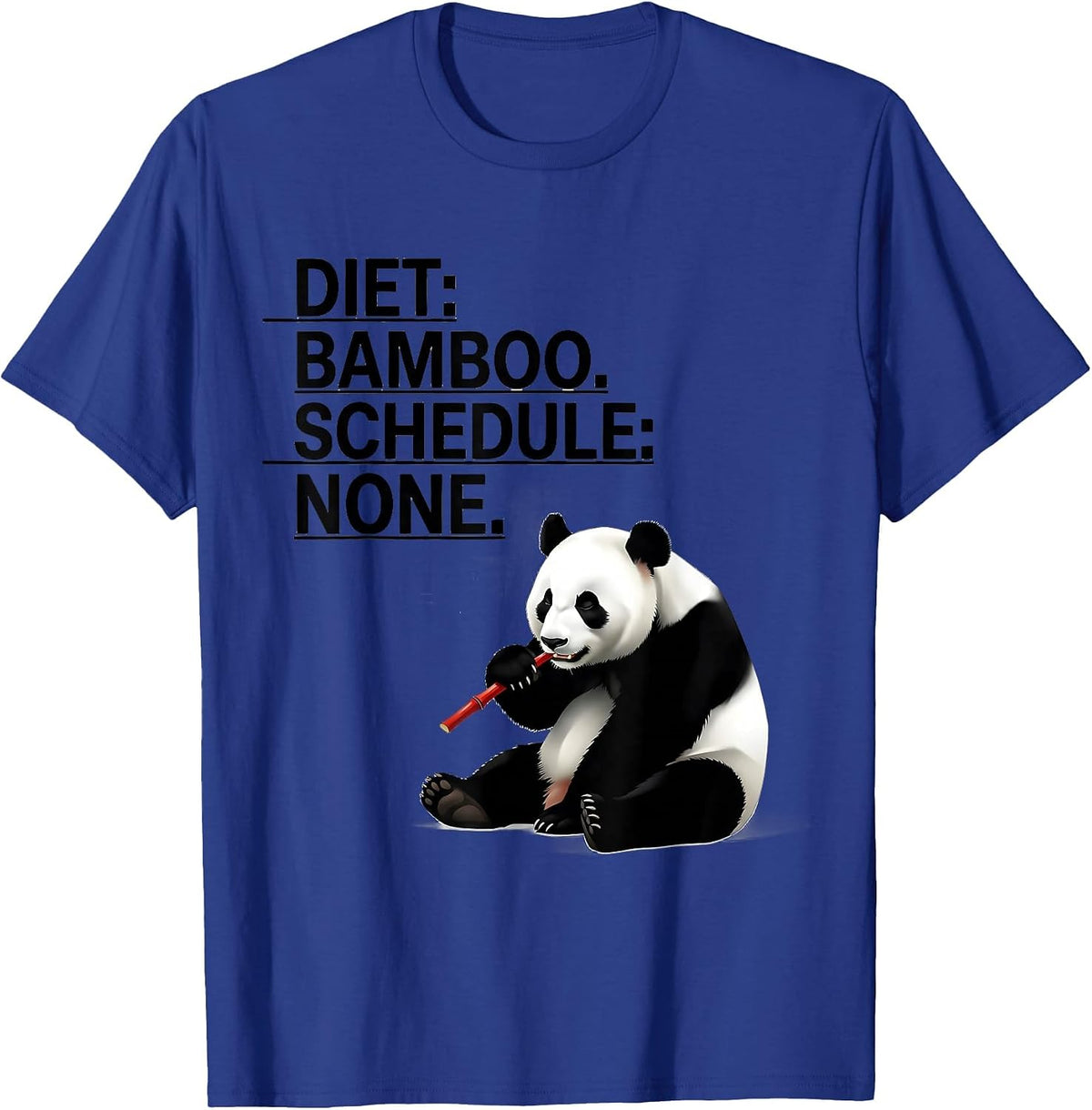 Diet Bamboo Schedule None Cute Panda Lover Animal Humor T-Shirt - Royal Blue