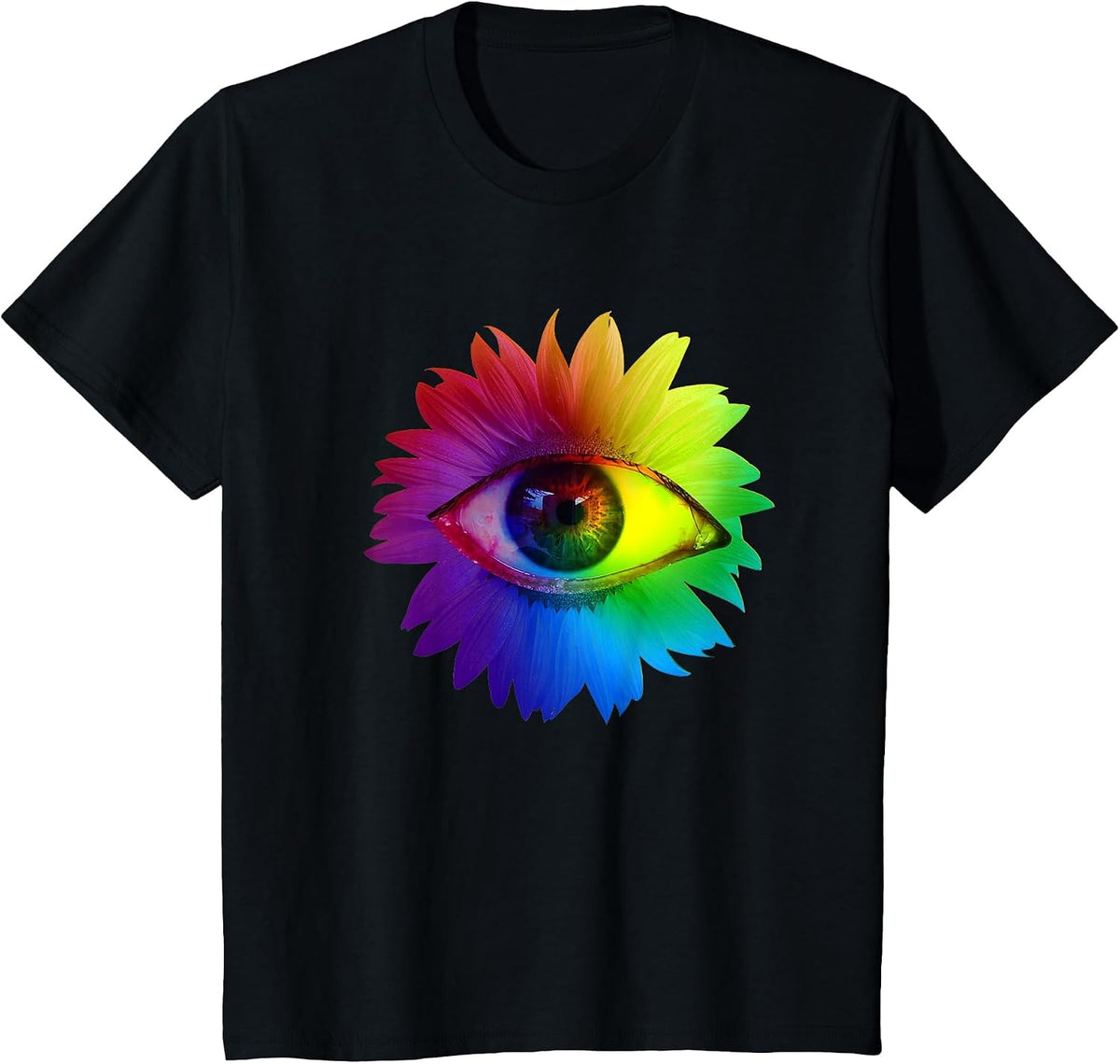 Kidcore Dreamcore Weirdcore Clothes Aesthetic Eye Flower T-Shirt - Black