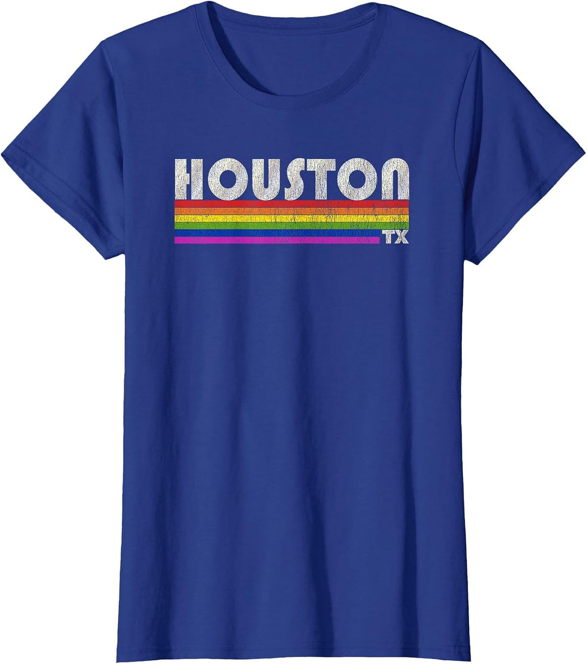 Vintage 80's Style Houston TX Gay Pride Month T-Shirt - Royal Blue