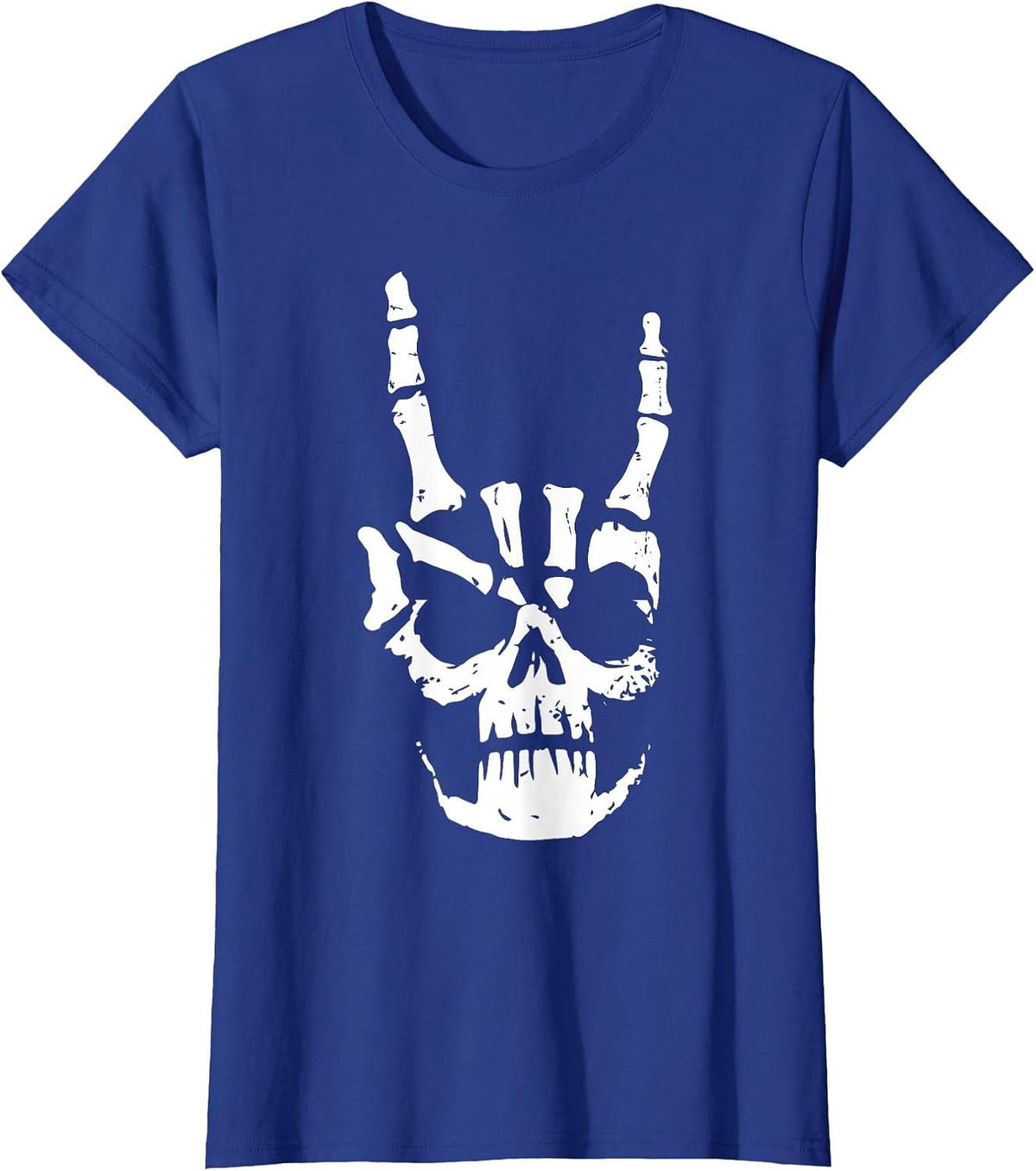 Hard Rock Skull Horn Hands Heavy Metal Gothic T-Shirt - Royal Blue