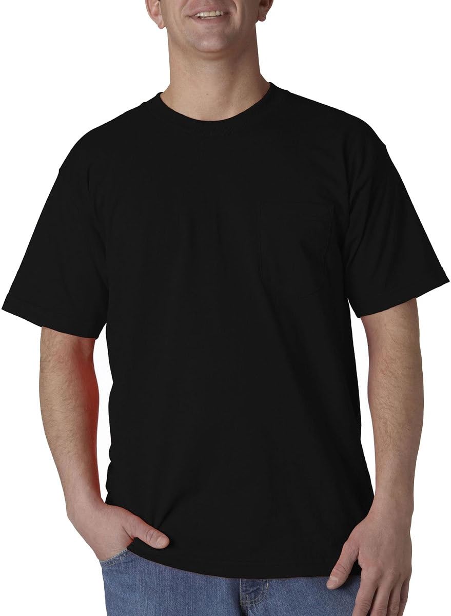 Bayside Apparel Union Made Pocket Tee (BA3015) Black, L - As Pictured