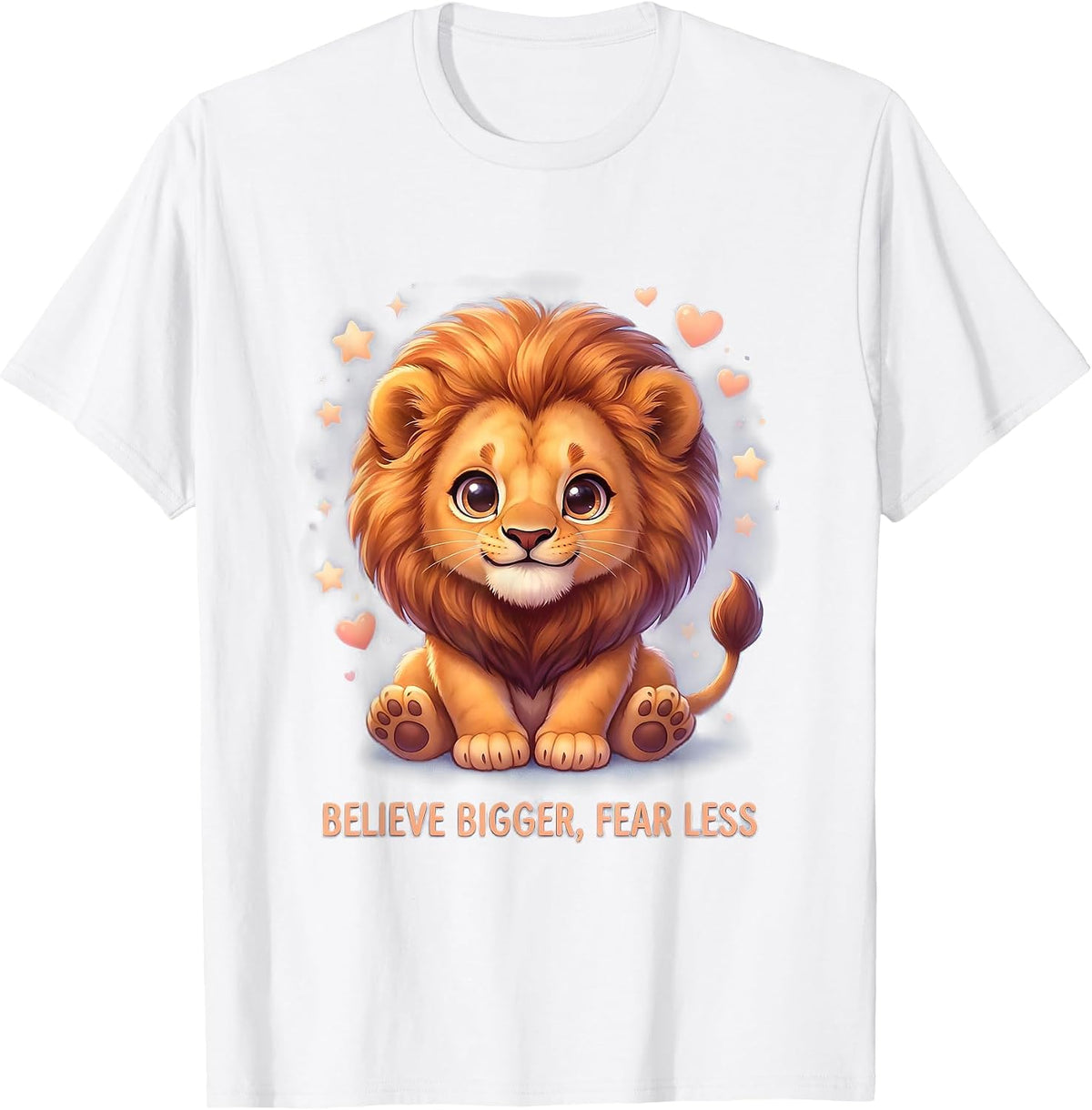 Believe Bigger Fear Less Faith Over Fear Design T-Shirt - White