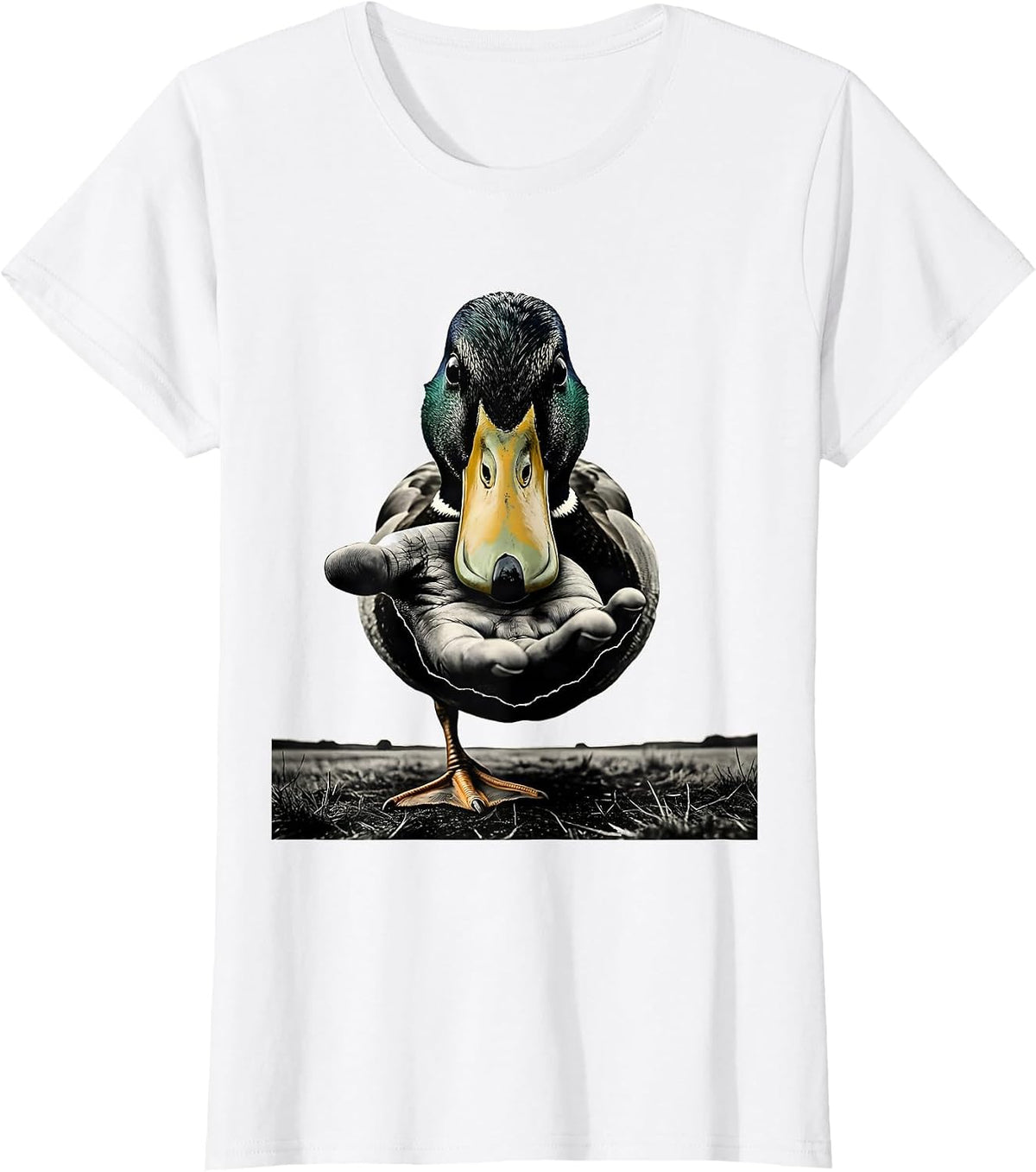 Duck Hand Conceptual Polish Poster Funny Novelty Gift T-Shirt - White
