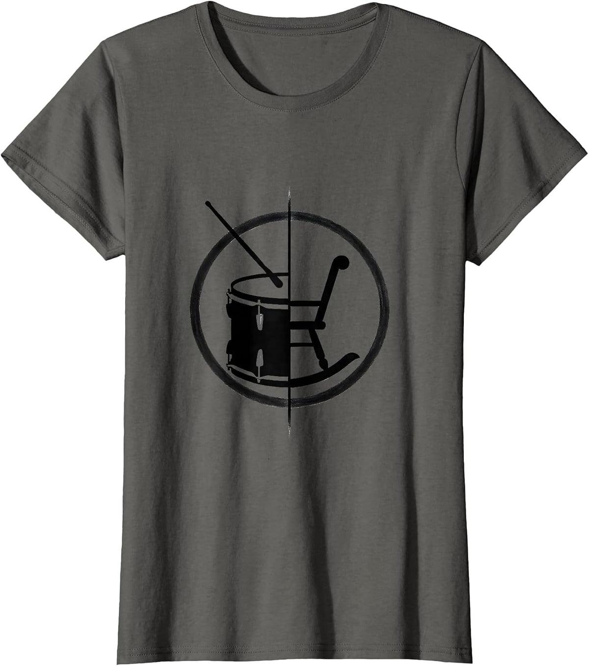 Women's Drummer Half Circle Minimalist Percussionist Humor T-Shirt - Asphalt Grey