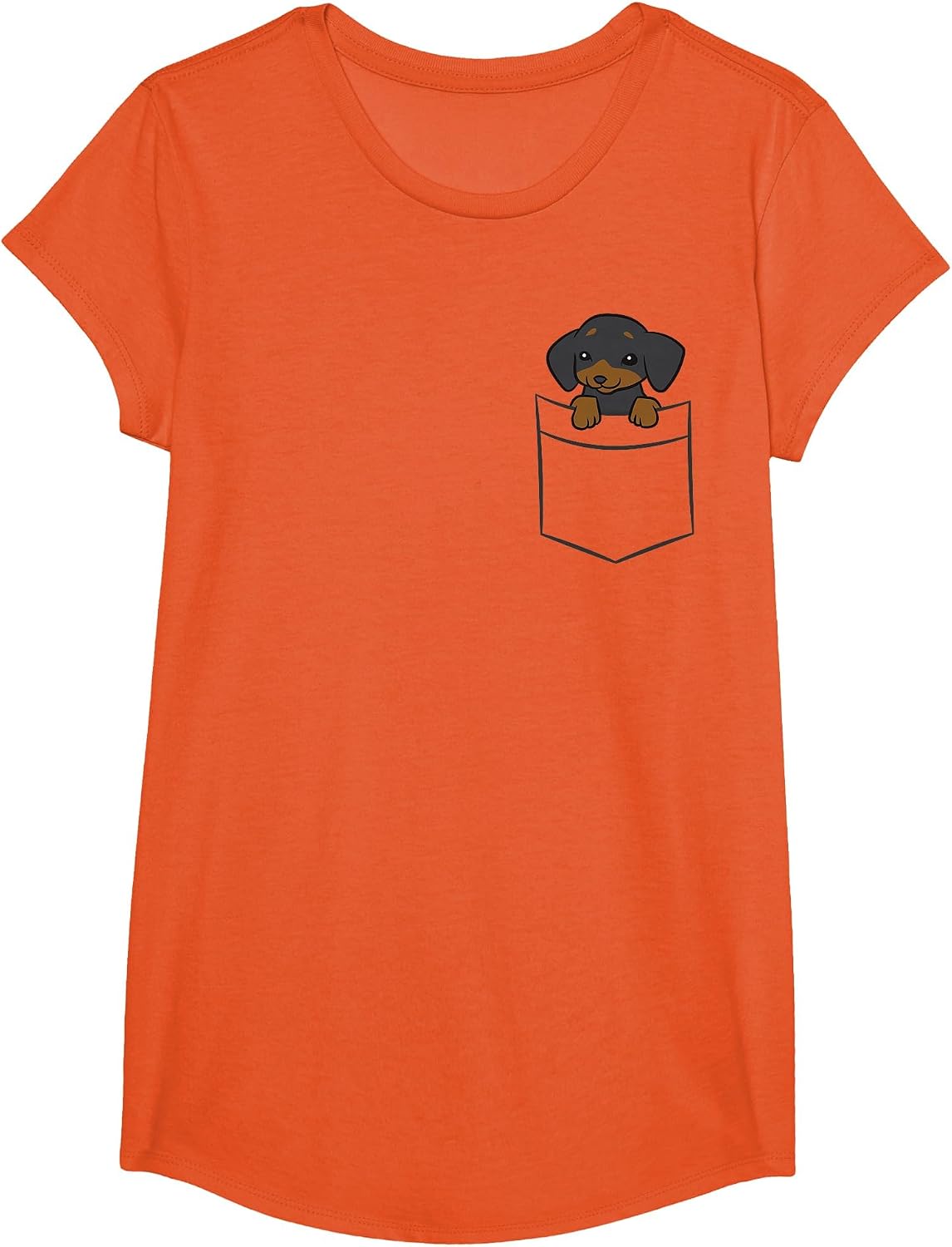 Dachshund Dog in Pocket Funny Dachshund T-Shirt - Girls Orange