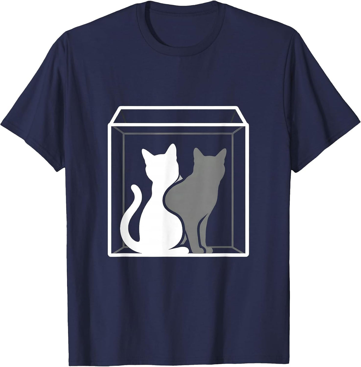 Schrödingers Cat Quantum Physics Nerd Humor T-Shirt - Navy Blue
